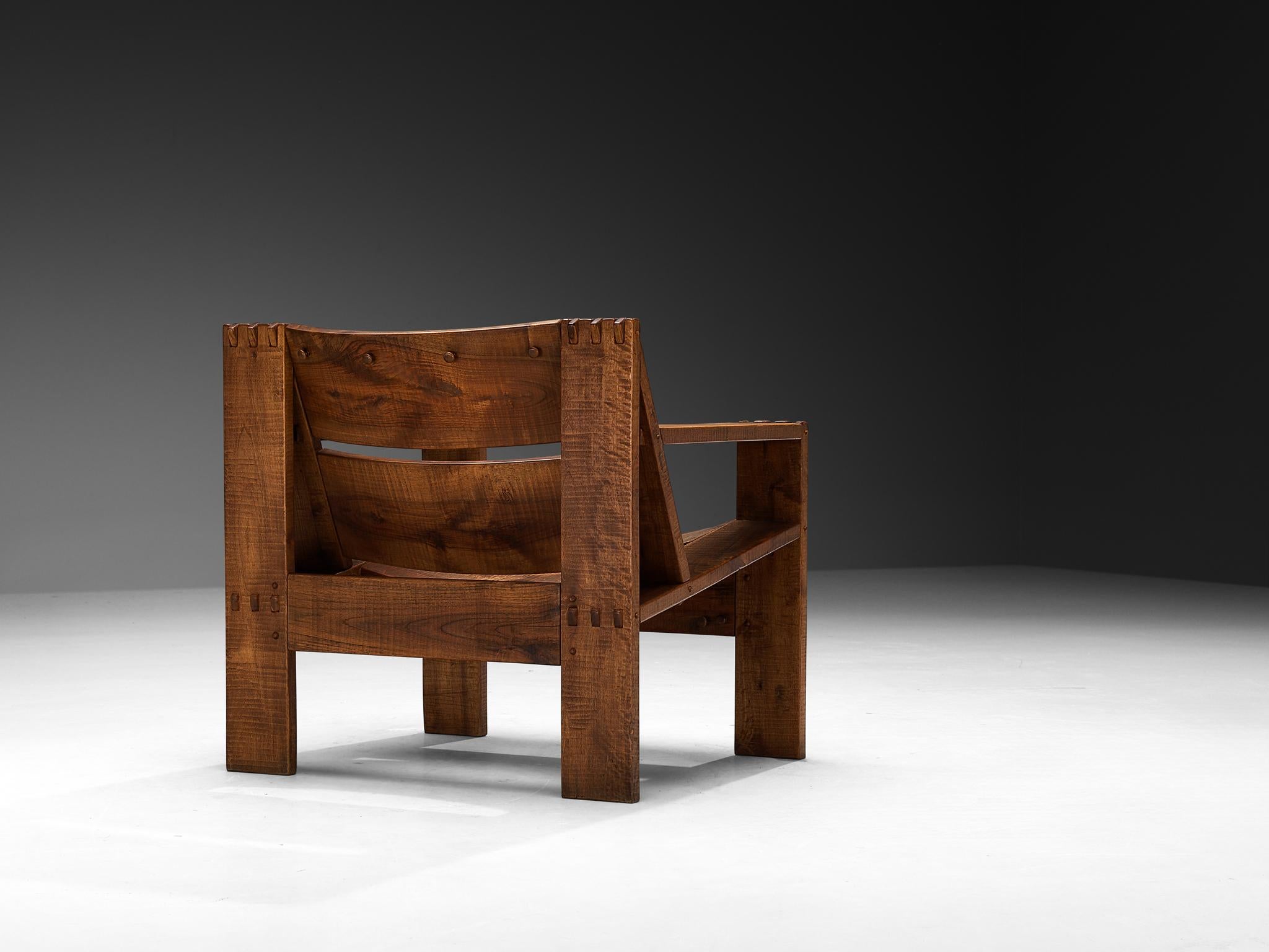 Giuseppe Rivadossi for Officina Rivadossi 'Rocca' Lounge Chair in Walnut For Sale 2