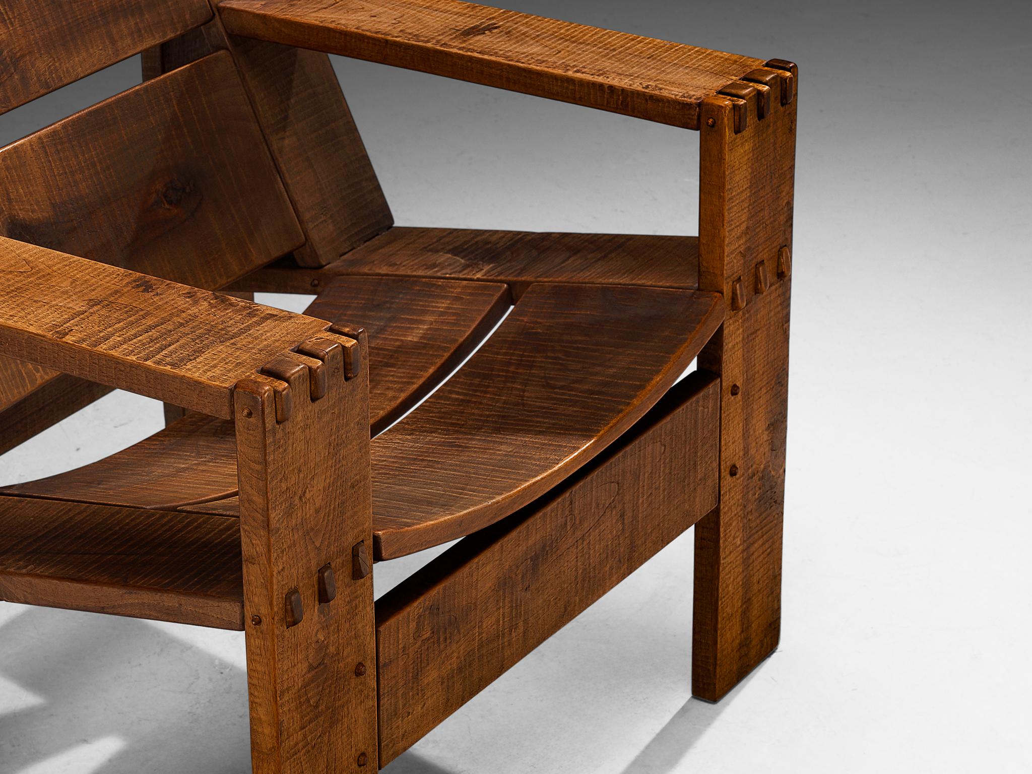 Giuseppe Rivadossi for Officina Rivadossi 'Rocca' Lounge Chair in Walnut For Sale 3
