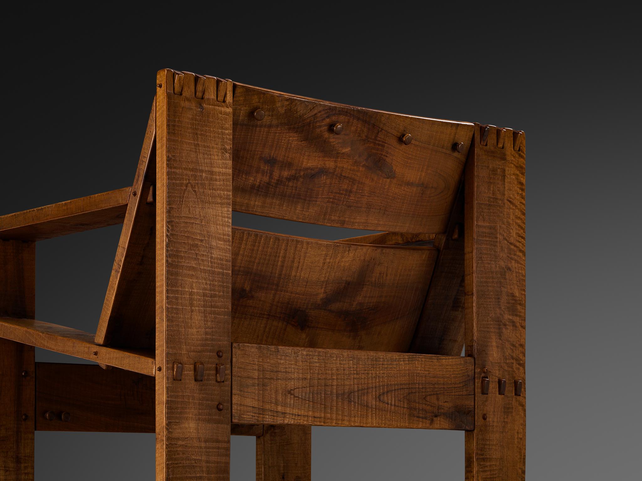 Giuseppe Rivadossi for Officina Rivadossi 'Rocca' Lounge Chair in Walnut For Sale 4