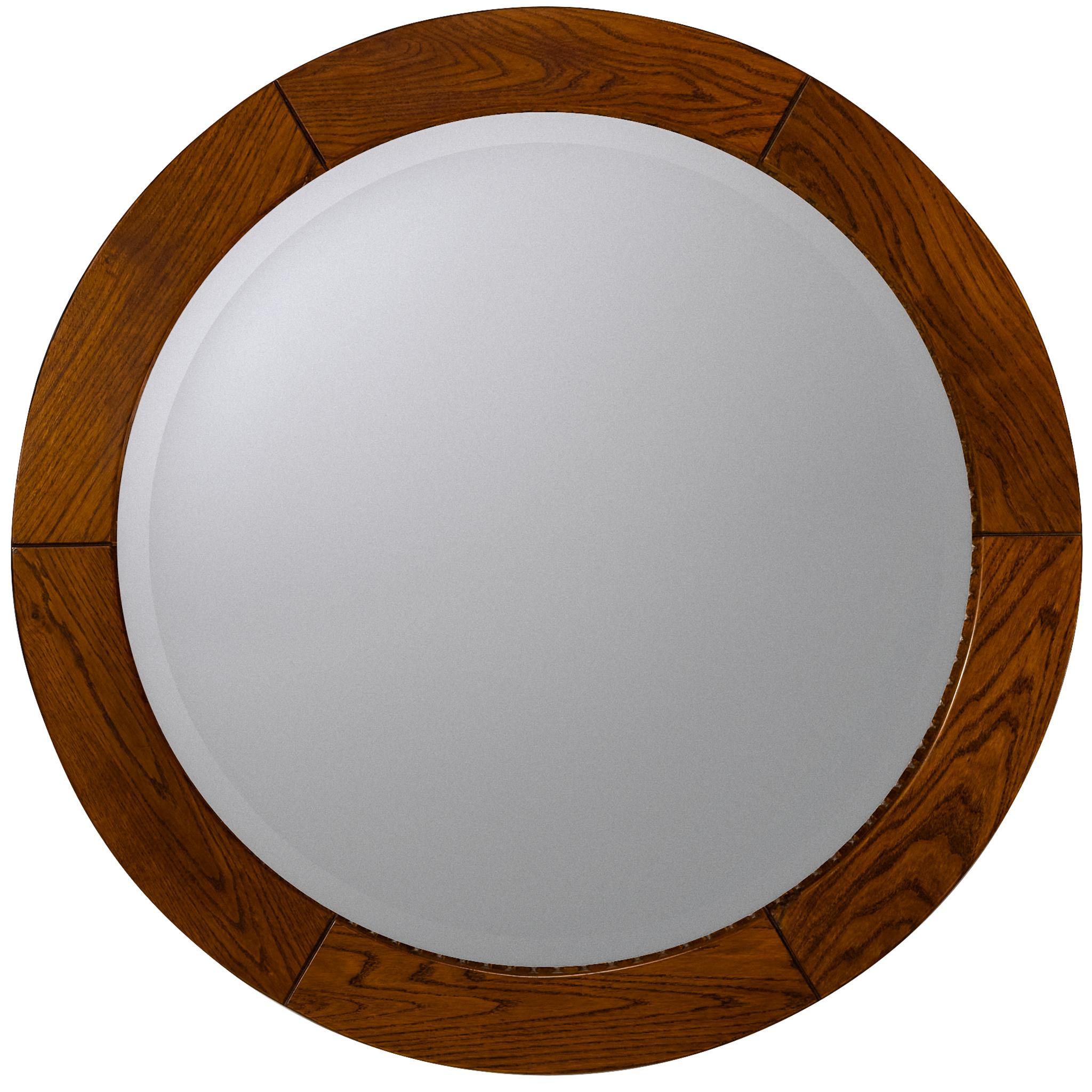 Giuseppe Rivadossi for Officina Rivadossi Round Mirror with Oak Frame For Sale