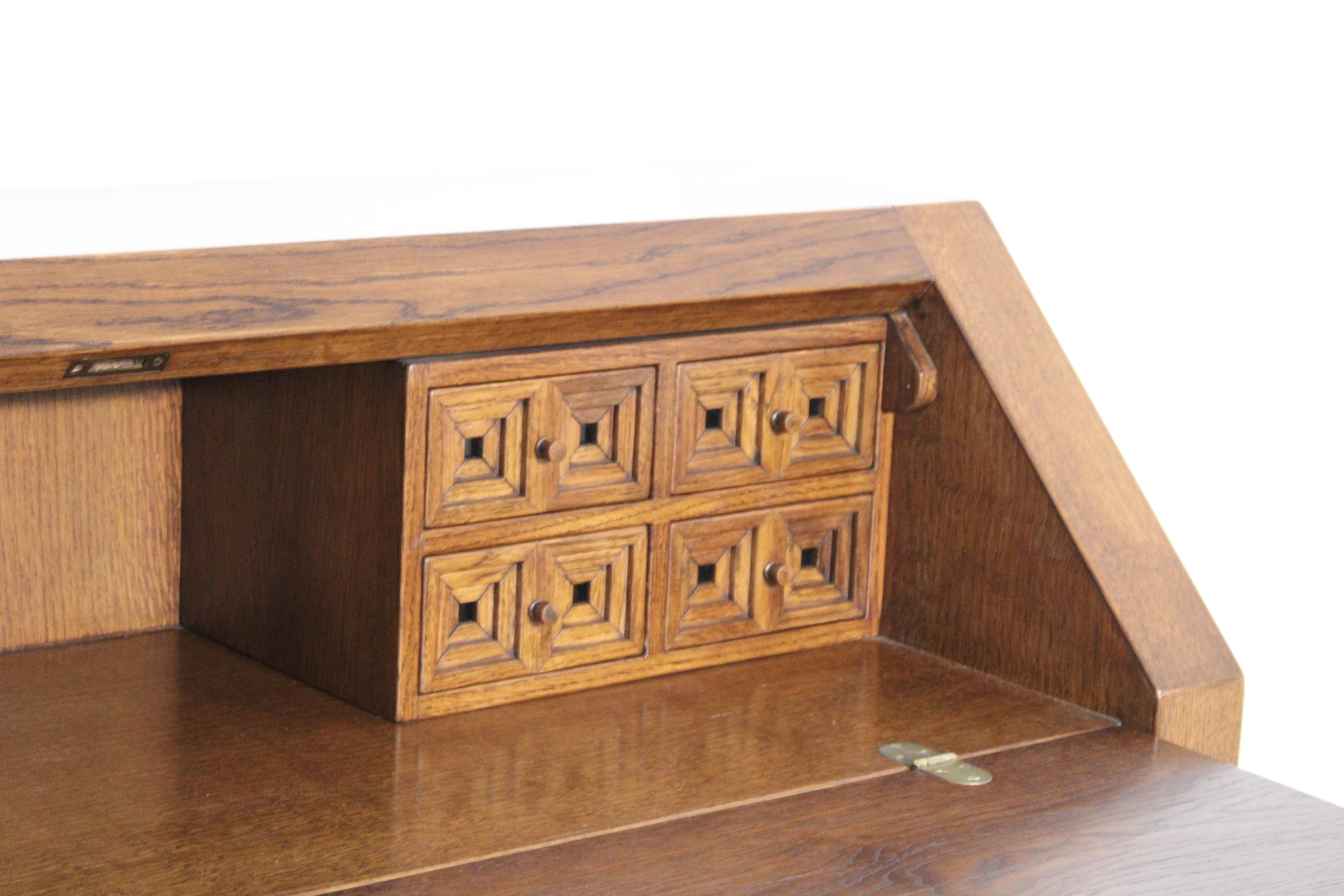 Mid-Century Modern Giuseppe Rivadossi for Officina Rivadossi Secretaire in Oak For Sale