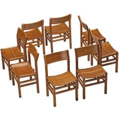 Giuseppe Rivadossi for Officina Rivadossi Set of Eight Dining Chairs in Oak