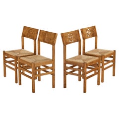 Vintage Giuseppe Rivadossi for Officina Rivadossi Set of Four Dining Chairs in Oak 