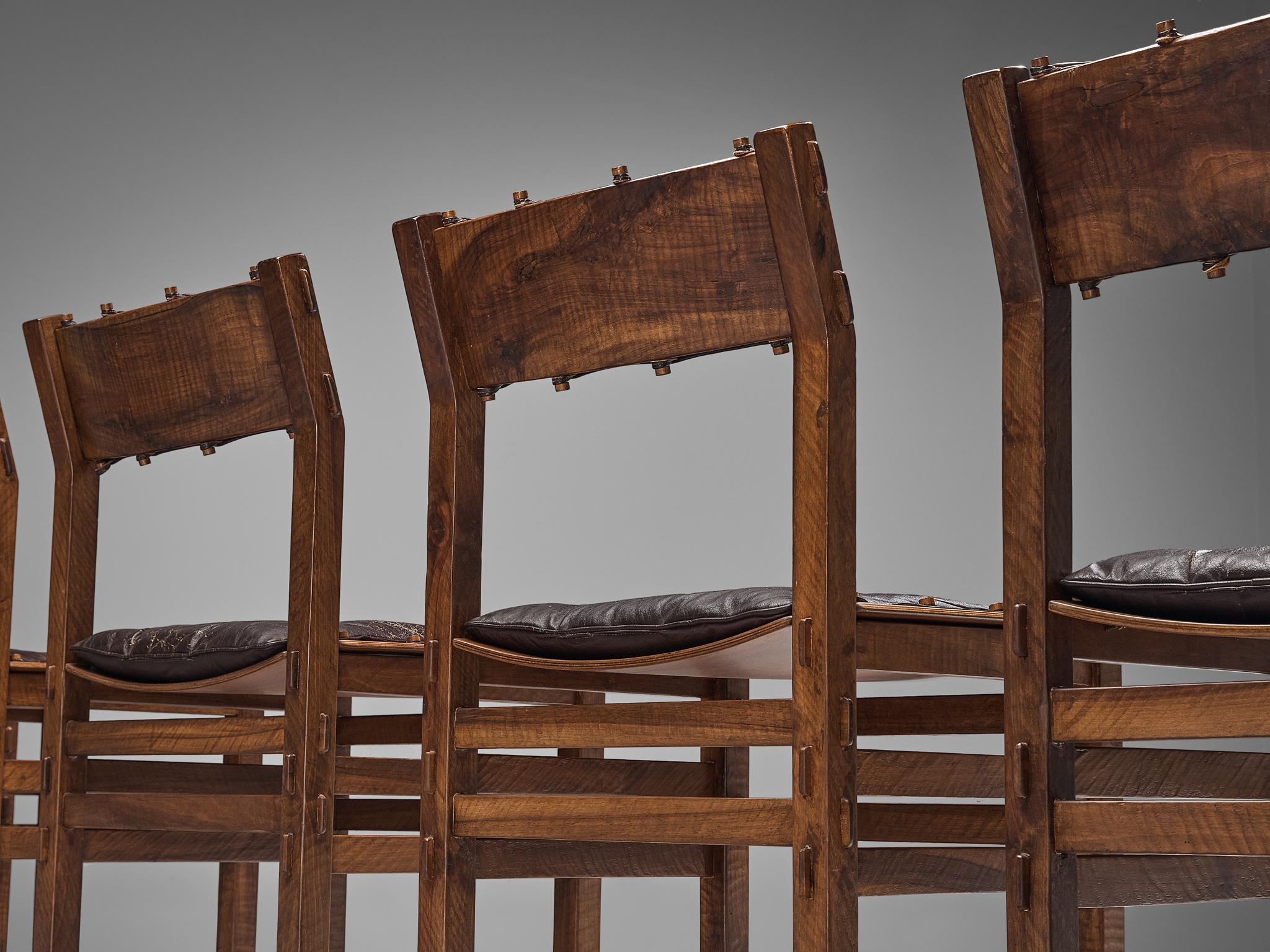 Late 20th Century Giuseppe Rivadossi for Officina Rivadossi Set of Six Dining Chairs  For Sale