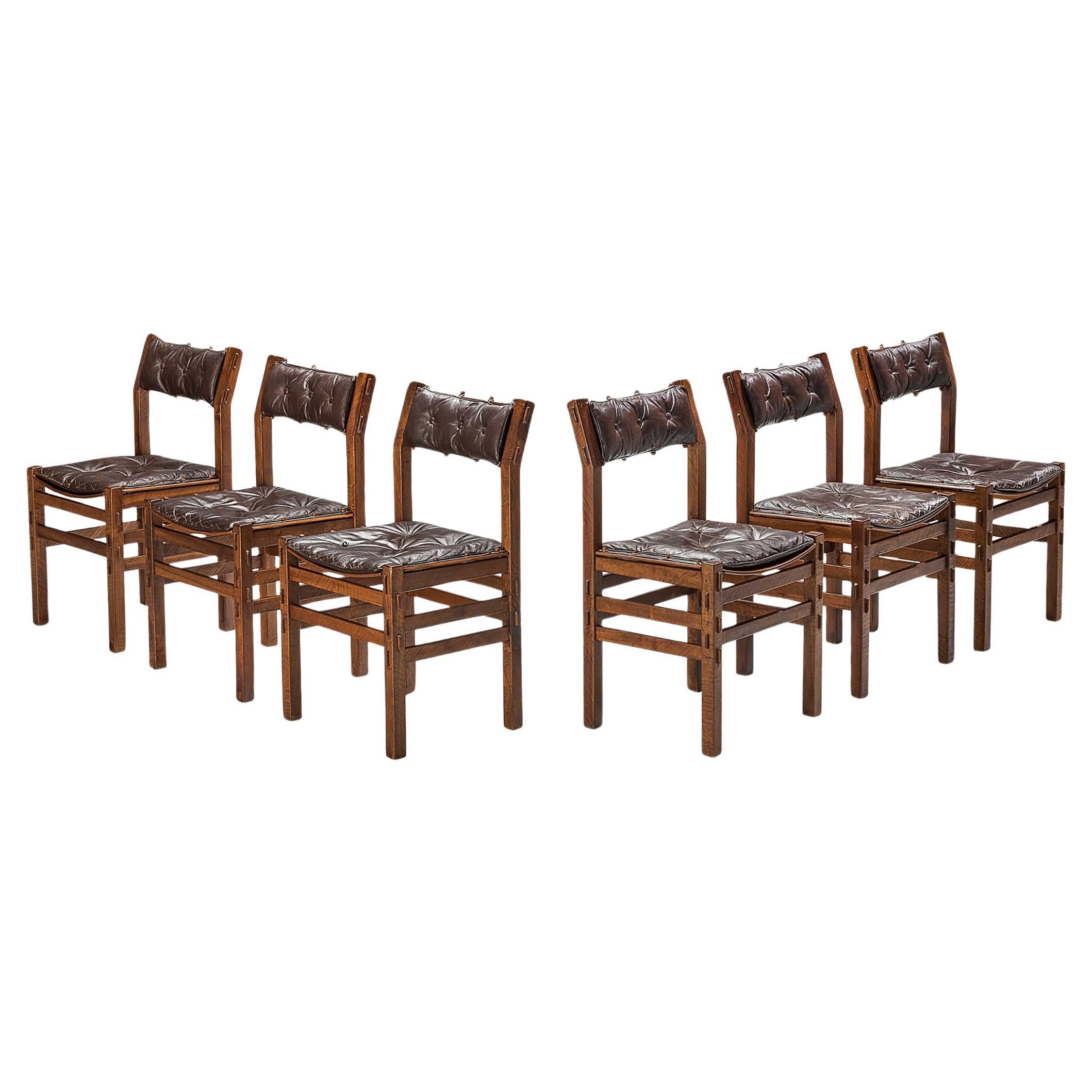 Giuseppe Rivadossi for Officina Rivadossi Set of Six Dining Chairs in Walnut