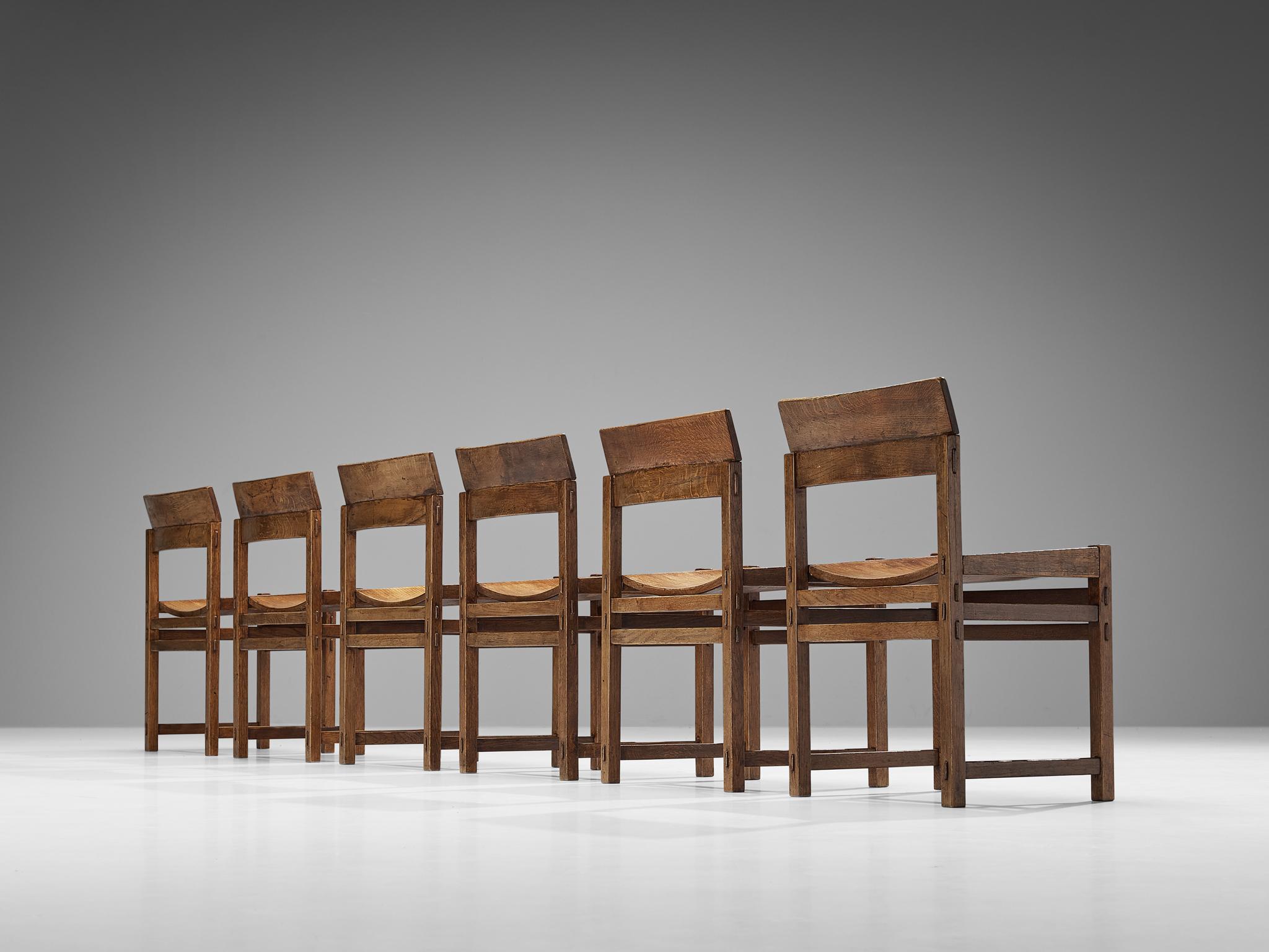 Giuseppe Rivadossi for Officina Rivadossi Set of Six Dining Chairs in Oak 7