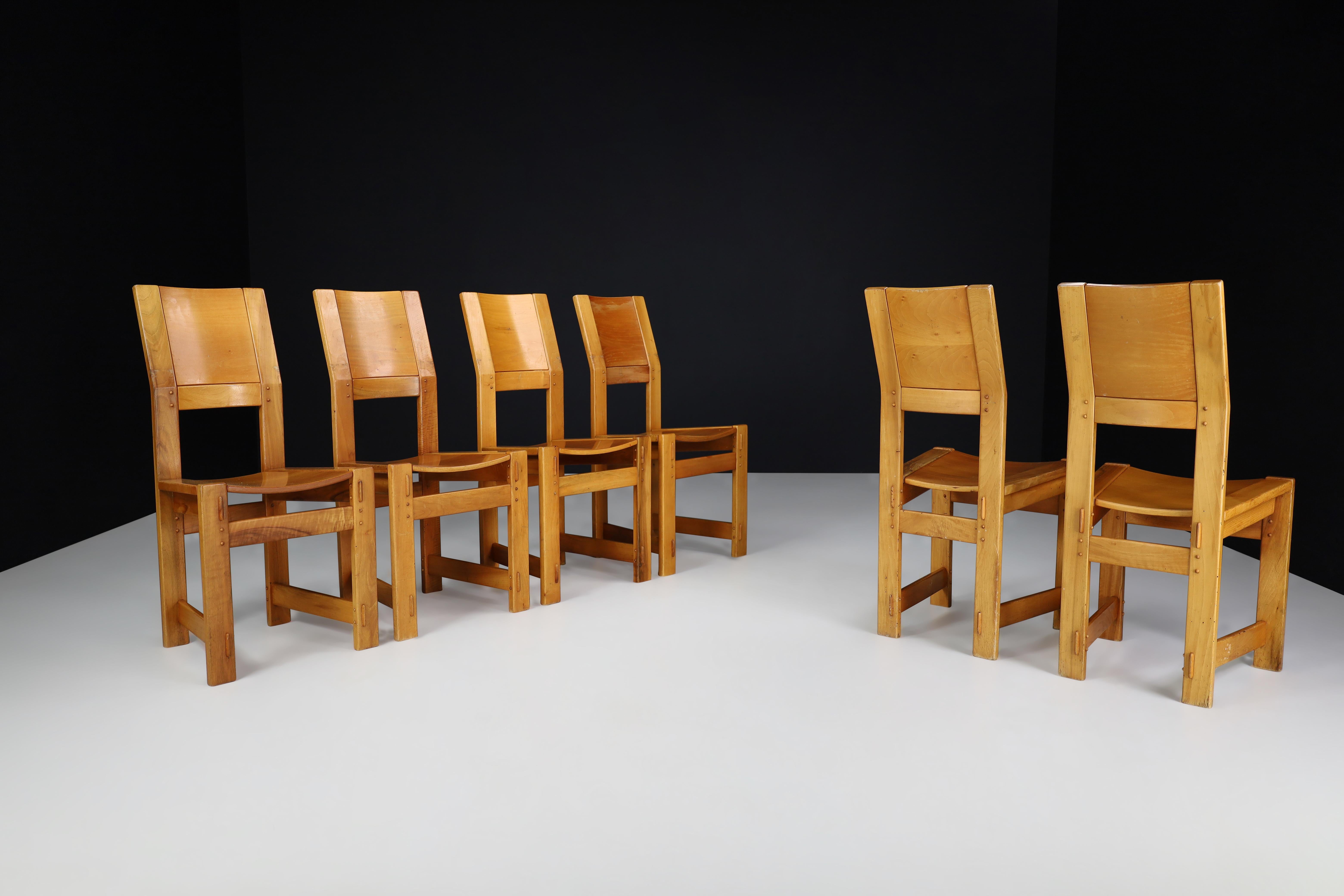 Mid-Century moderno Giuseppe Rivadossi per Officina Rivadossi - Set di sei sedie da pranzo scultoree in vendita