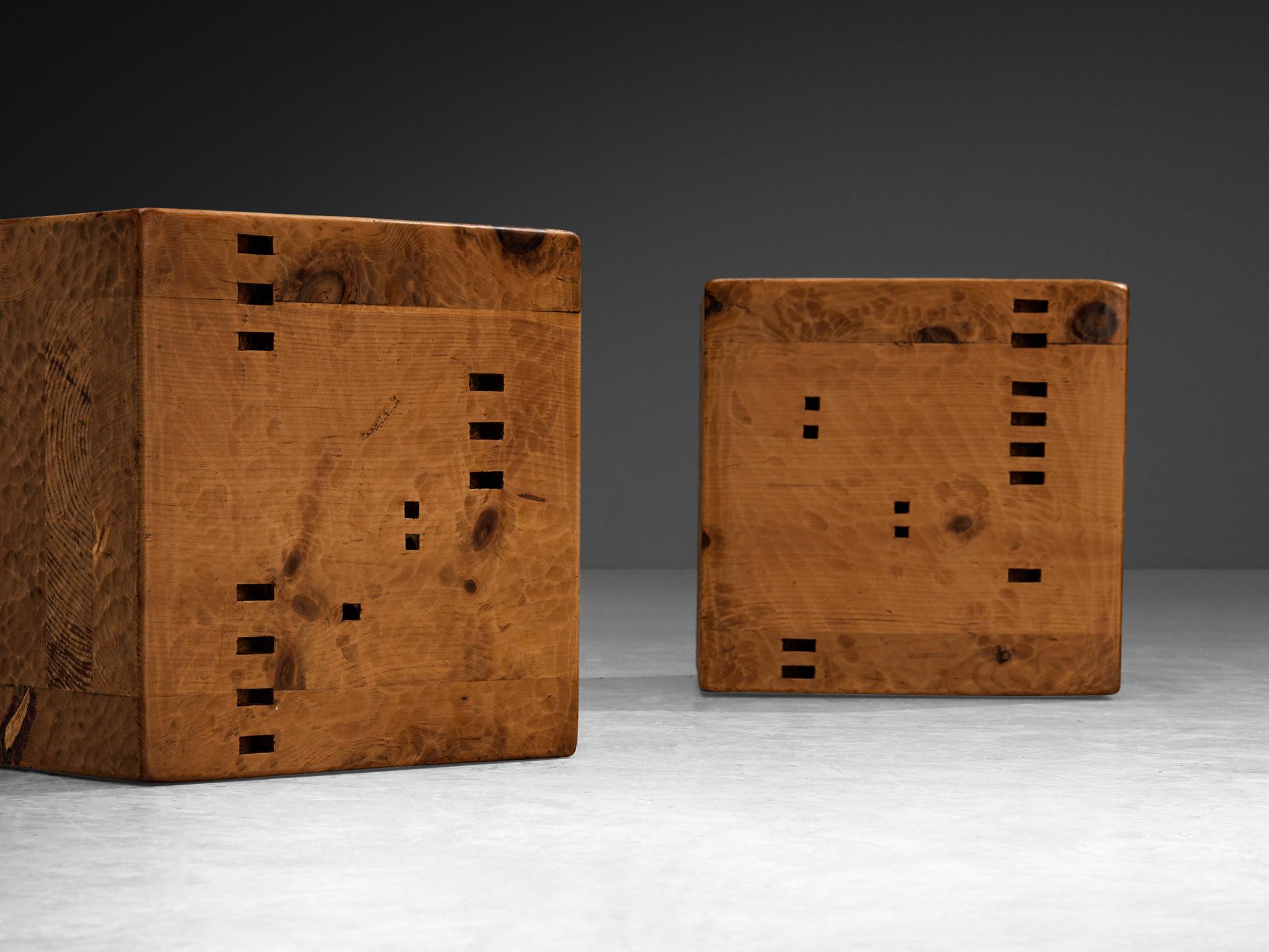 Giuseppe Rivadossi for Officina Rivadossi Unique Side Table Cubes in Pine For Sale 4