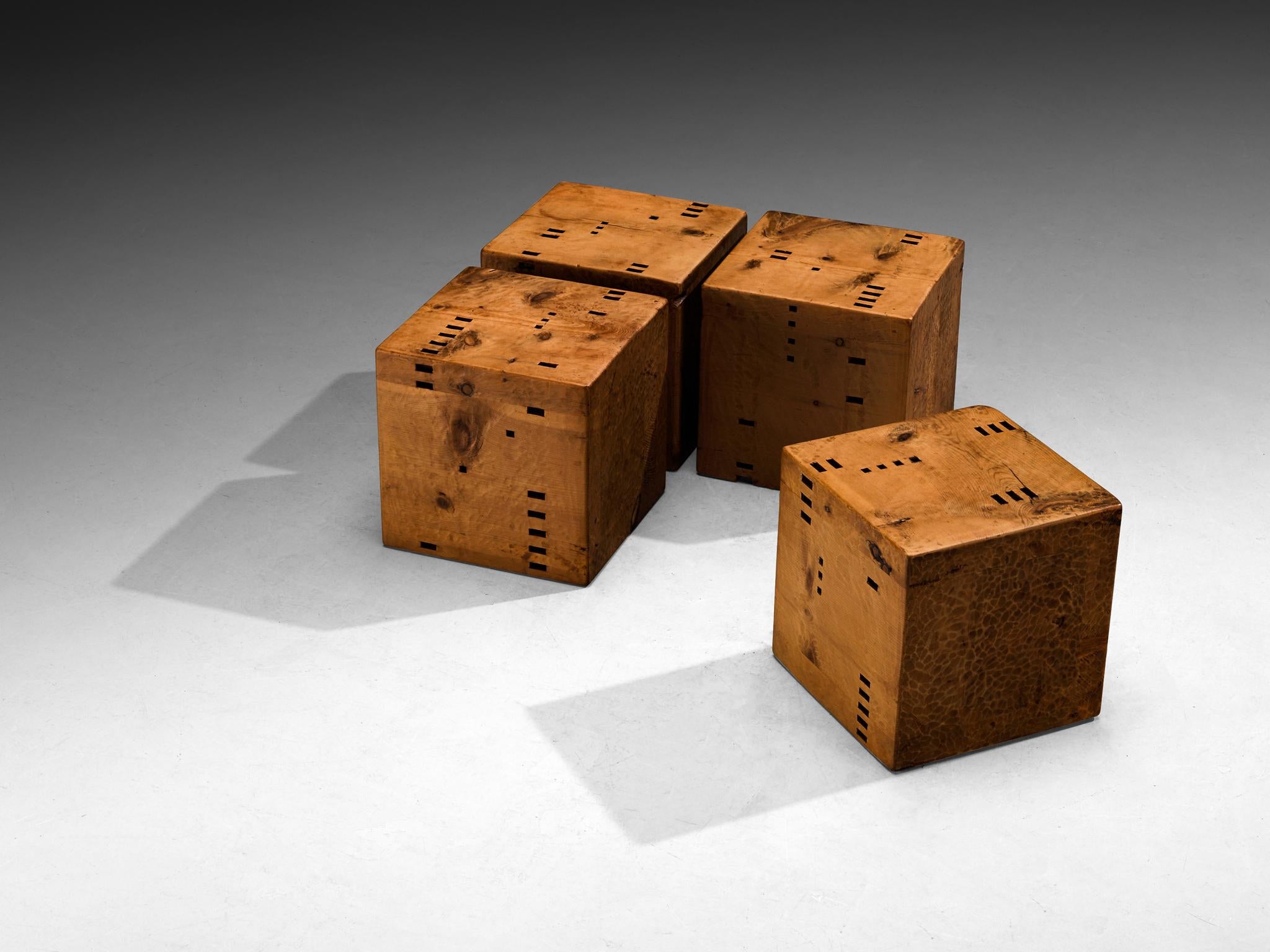 Post-Modern Giuseppe Rivadossi for Officina Rivadossi Unique Side Table Cubes in Pine For Sale