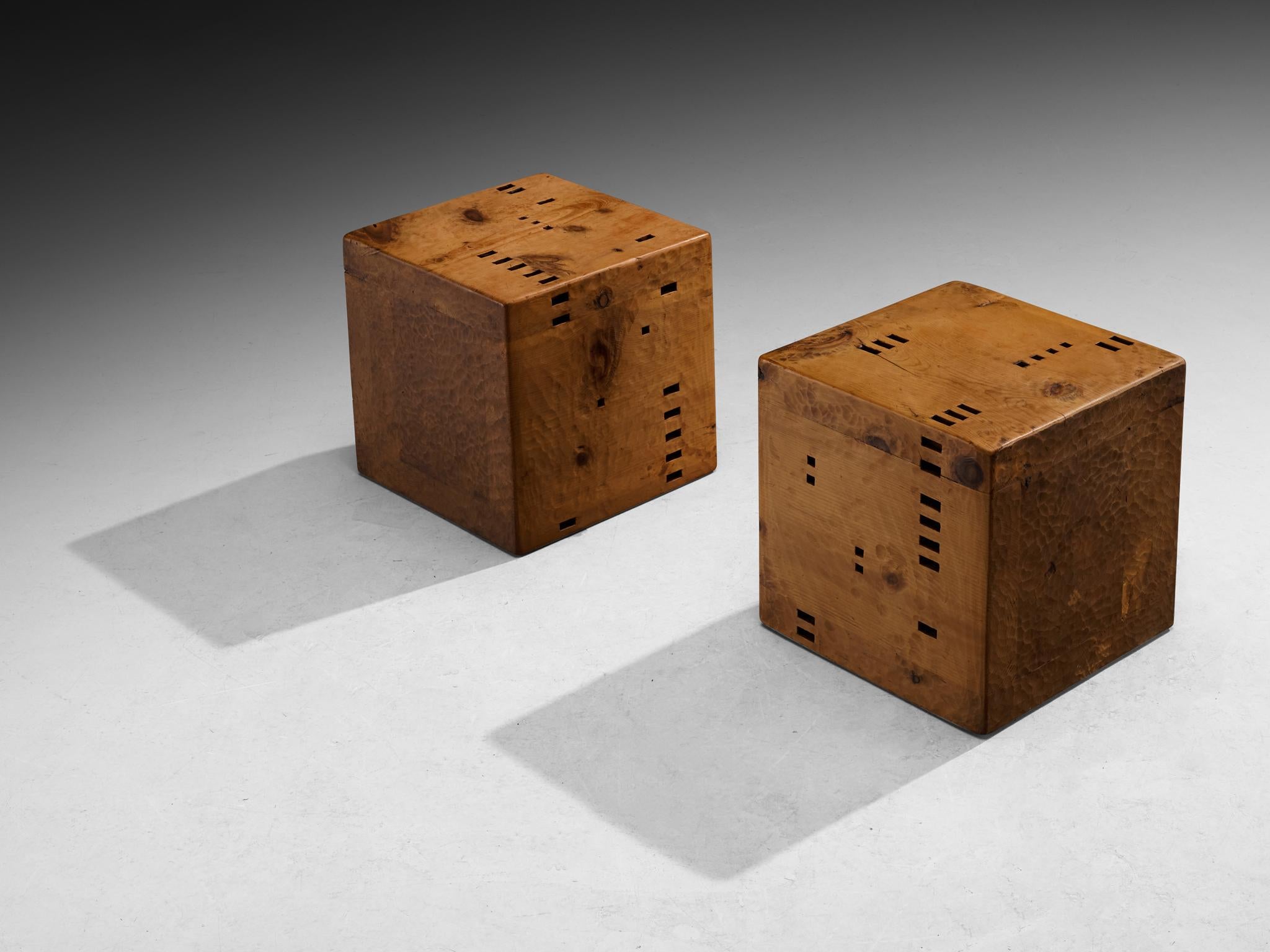 Giuseppe Rivadossi for Officina Rivadossi Unique Side Table Cubes in Pine For Sale 2