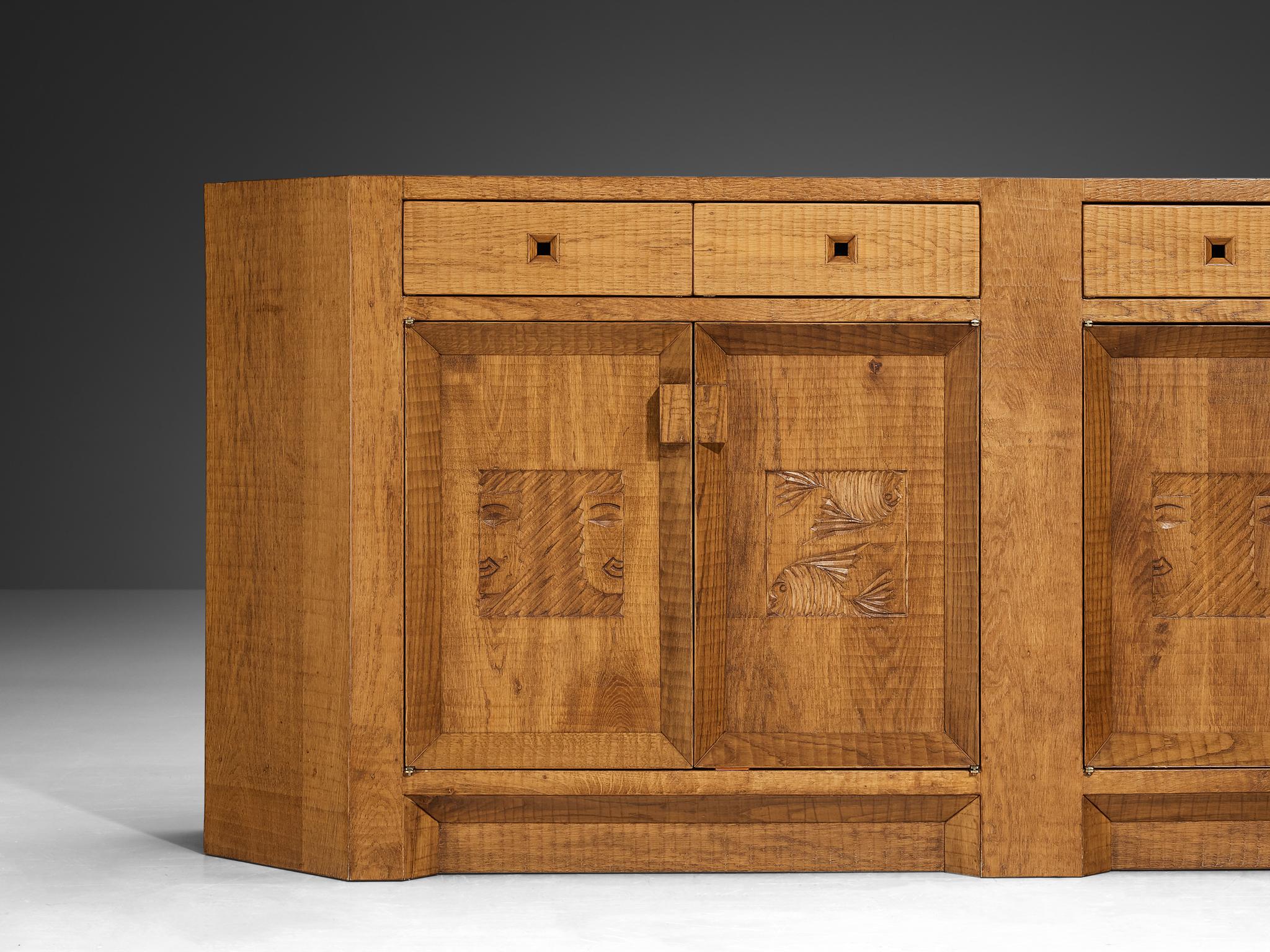 20th Century Giuseppe Rivadossi for Officina Rivadossi Sideboard in Oak 