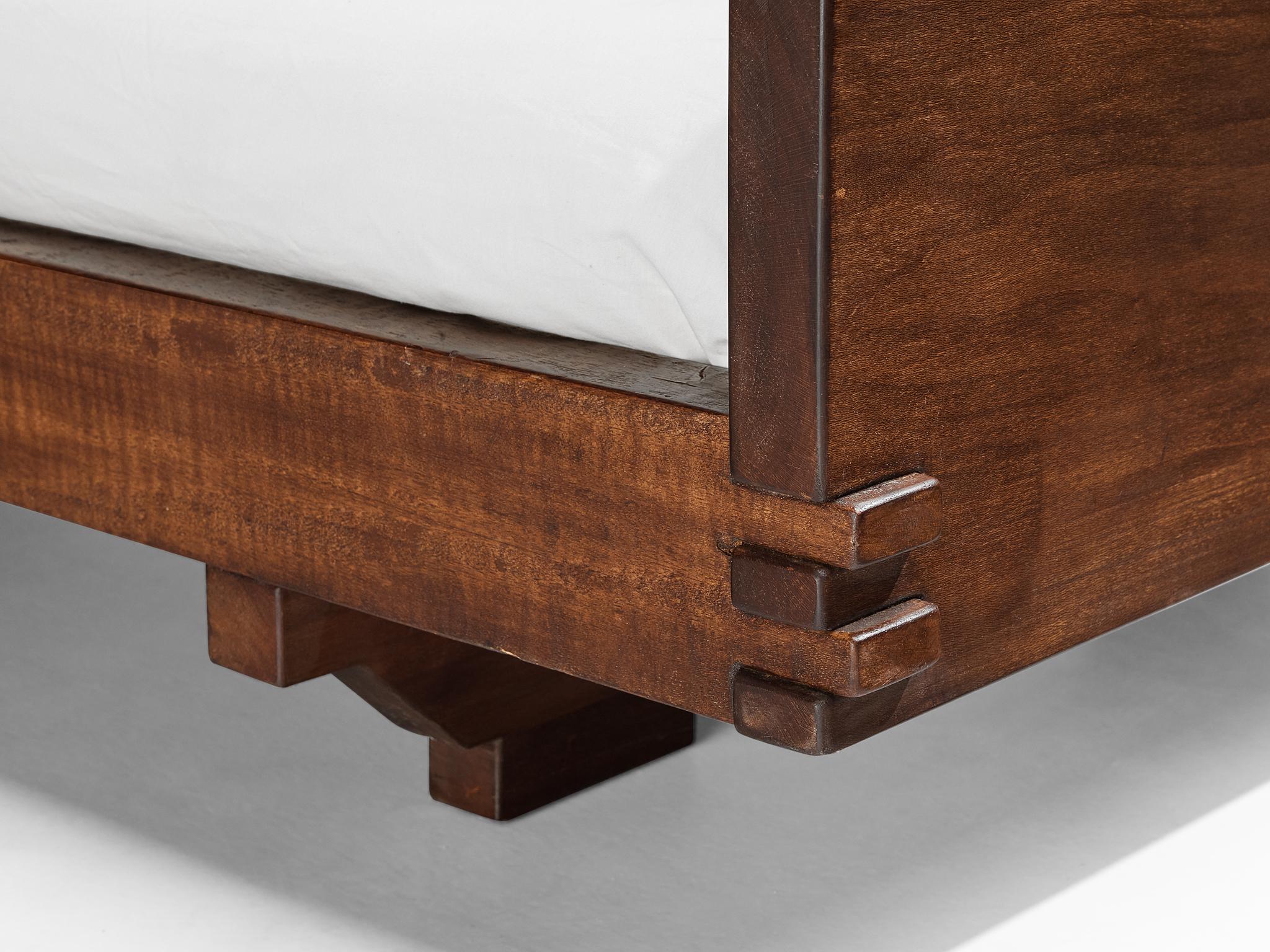 Mid-Century Modern Giuseppe Rivadossi for Officina Rivadossi Single Bed in Walnut  For Sale