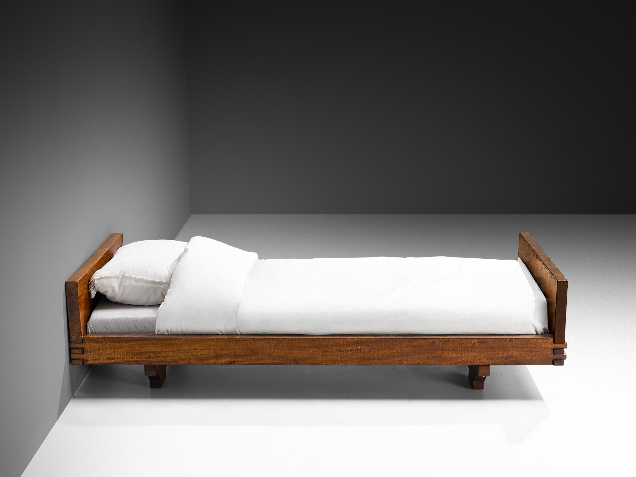 Mid-Century Modern Giuseppe Rivadossi for Officina Rivadossi Single Bed in Walnut For Sale