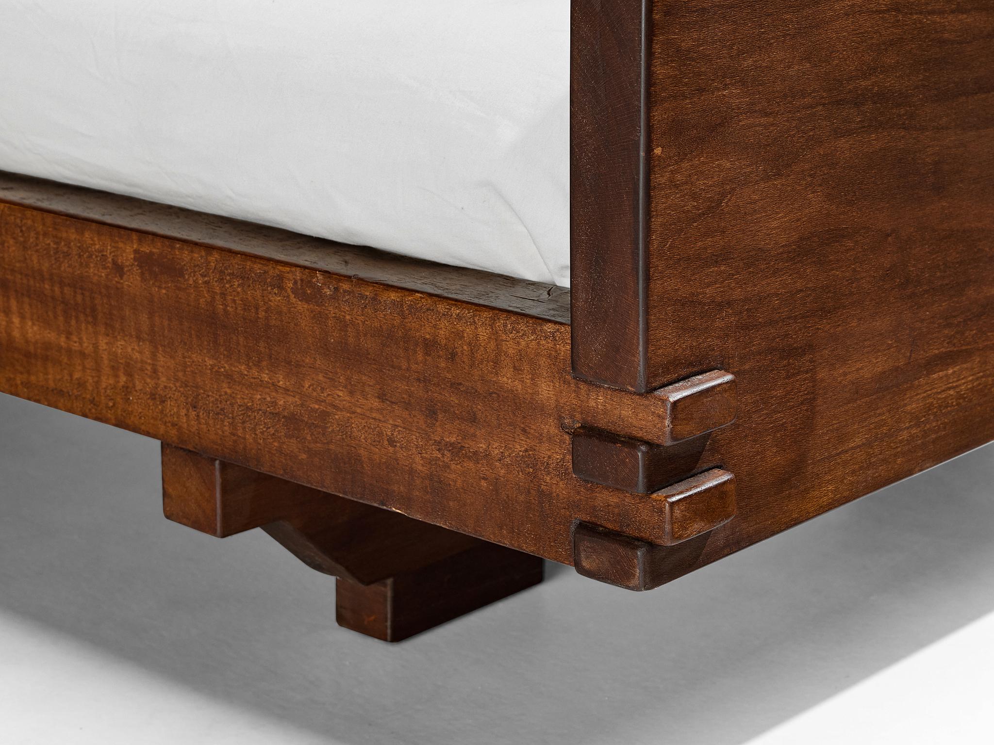 Italian Giuseppe Rivadossi for Officina Rivadossi Single Bed in Walnut For Sale