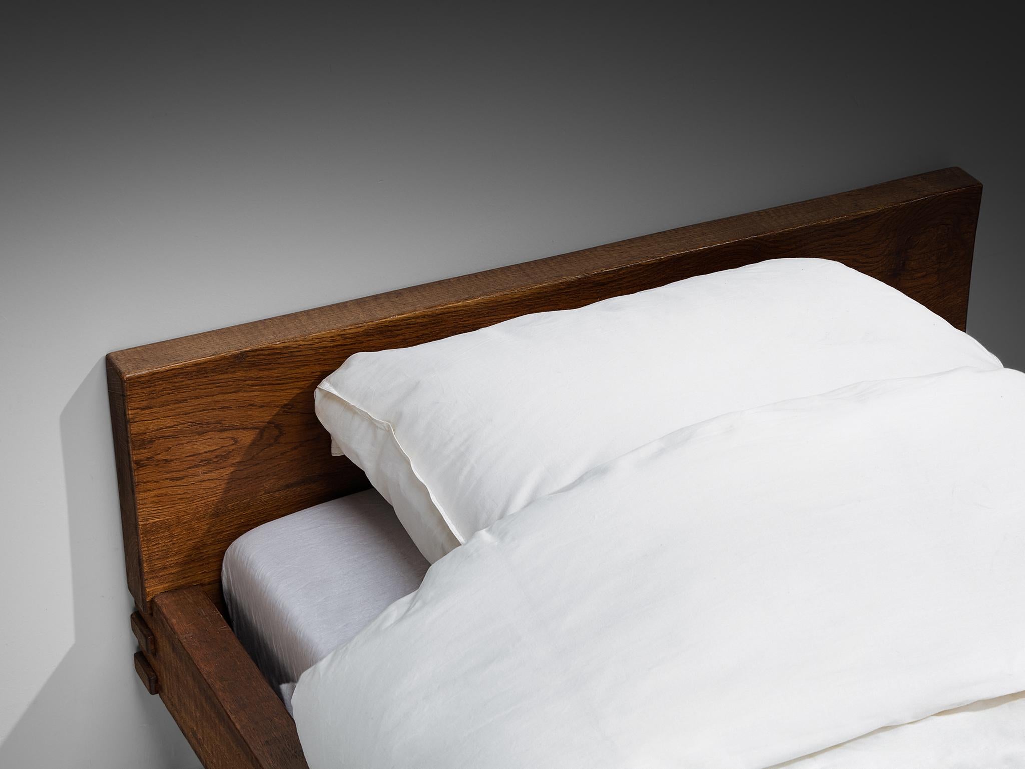Oak Giuseppe Rivadossi for Officina Rivadossi Single Bed in Walnut For Sale