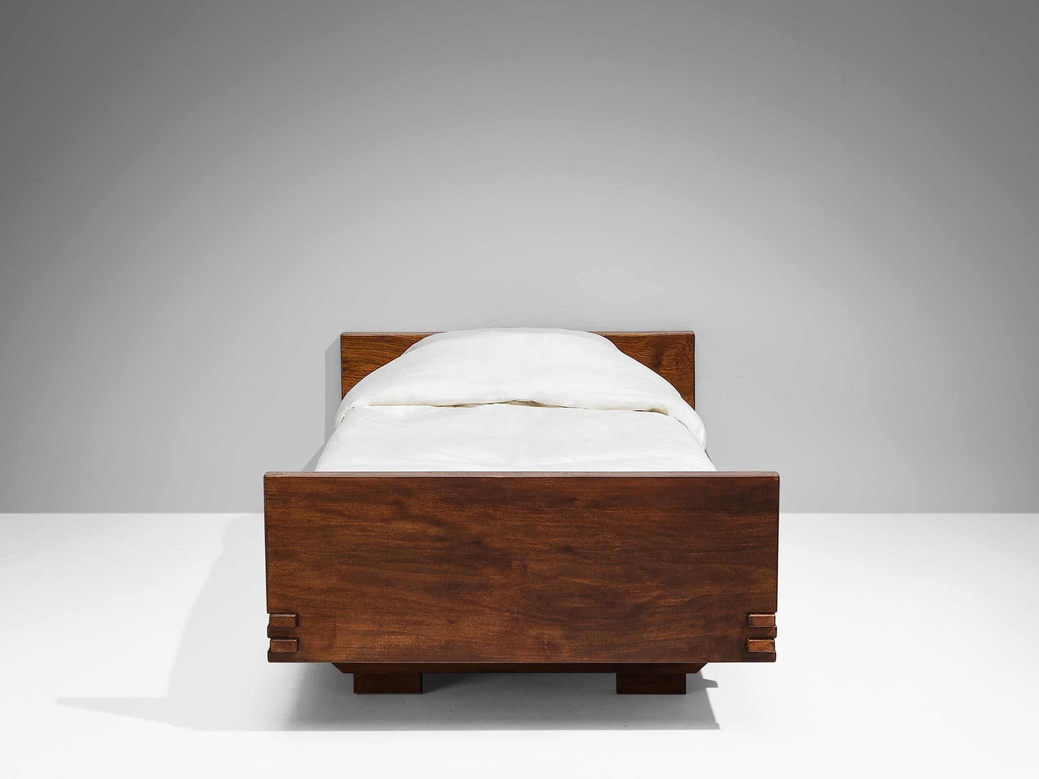 Giuseppe Rivadossi for Officina Rivadossi Single Bed in Walnut  For Sale 1