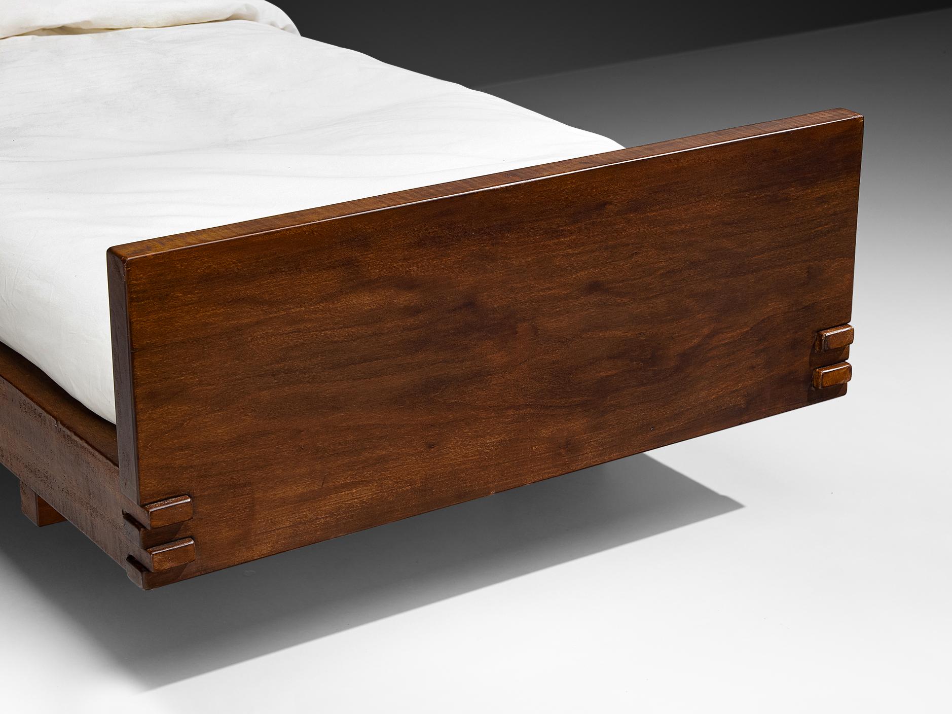Giuseppe Rivadossi for Officina Rivadossi Single Bed in Walnut For Sale 1