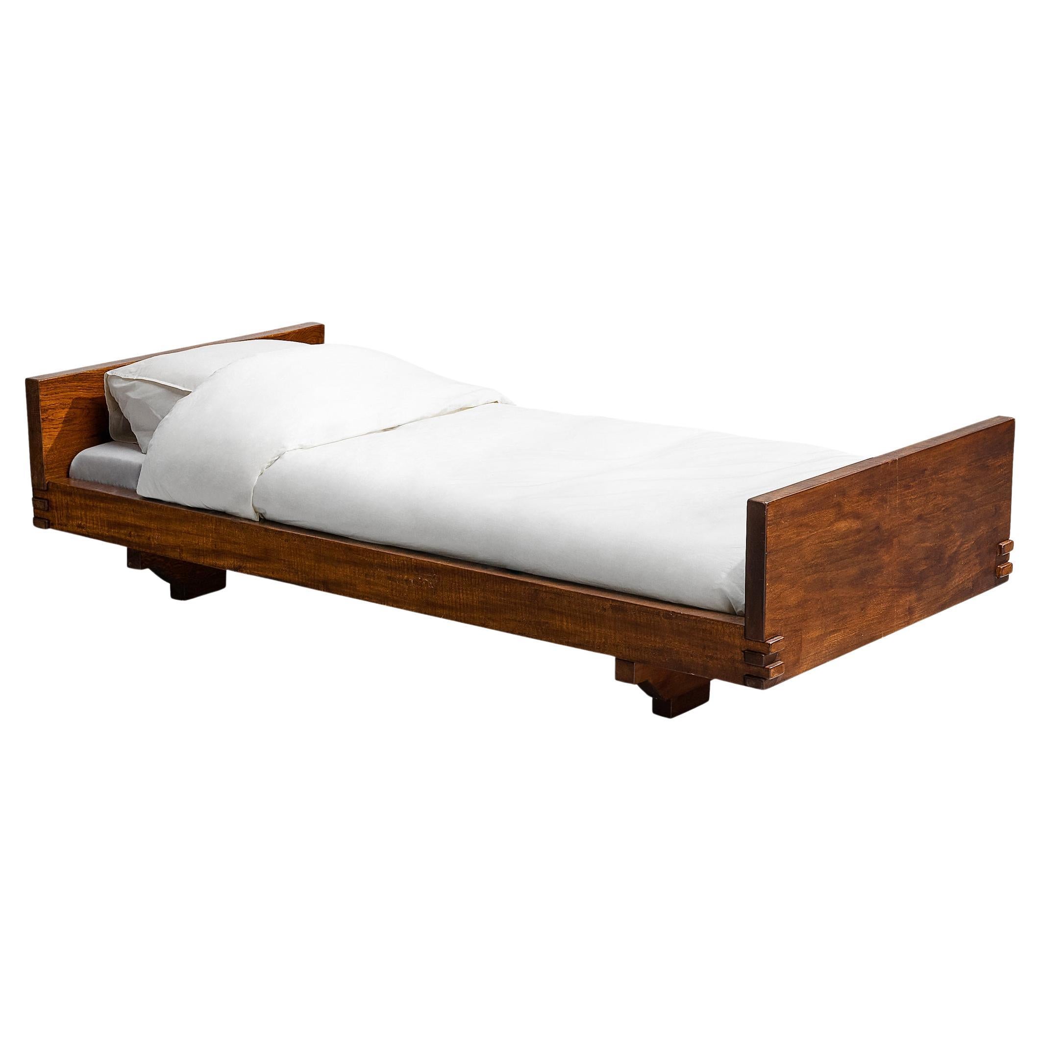 Giuseppe Rivadossi for Officina Rivadossi Single Bed in Walnut For Sale
