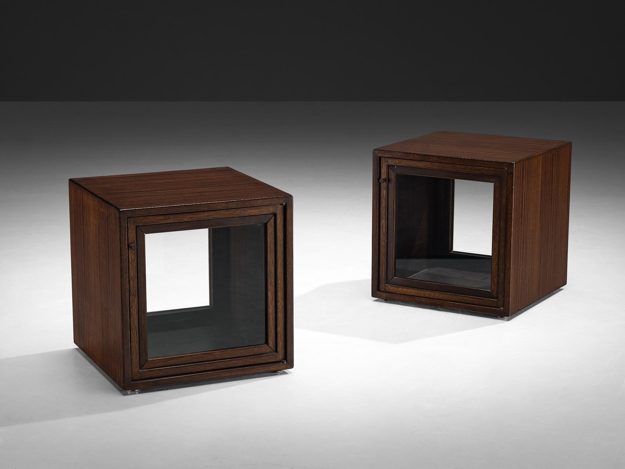 Giuseppe Rivadossi, cabinets, oak, glass, Italy, 1960s

Outstanding cabiners by the Italian sculptor and designer Giuseppe Rivadossi, featuring a high level of craftsmanship in woodwork. The cabinets show squared shapes throughout the design and
