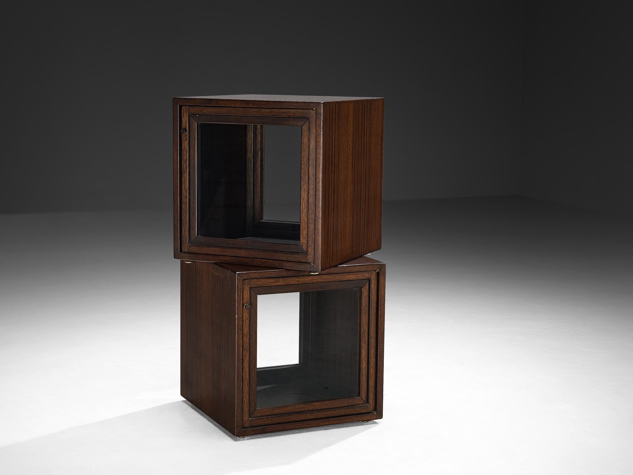 Glass Giuseppe Rivadossi Small Cabinets in Oak For Sale