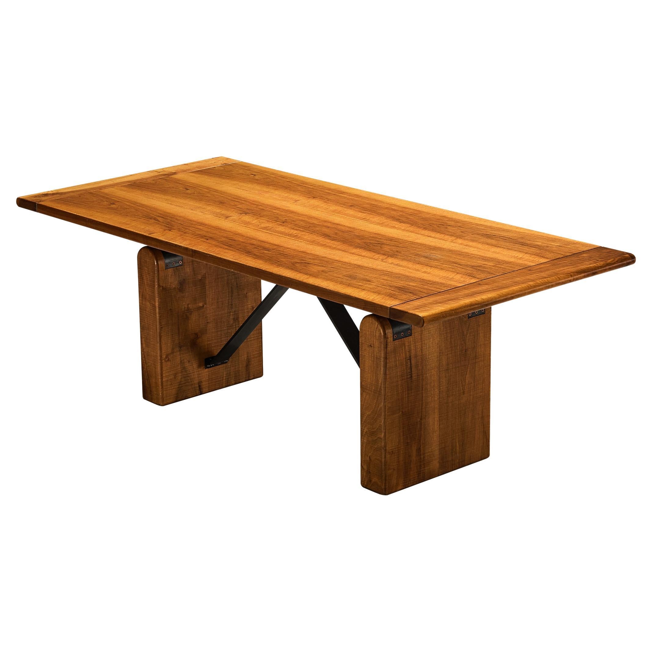 Giuseppe Rivadossi for Officina Rivadossi Table or Desk in Walnut and Iron
