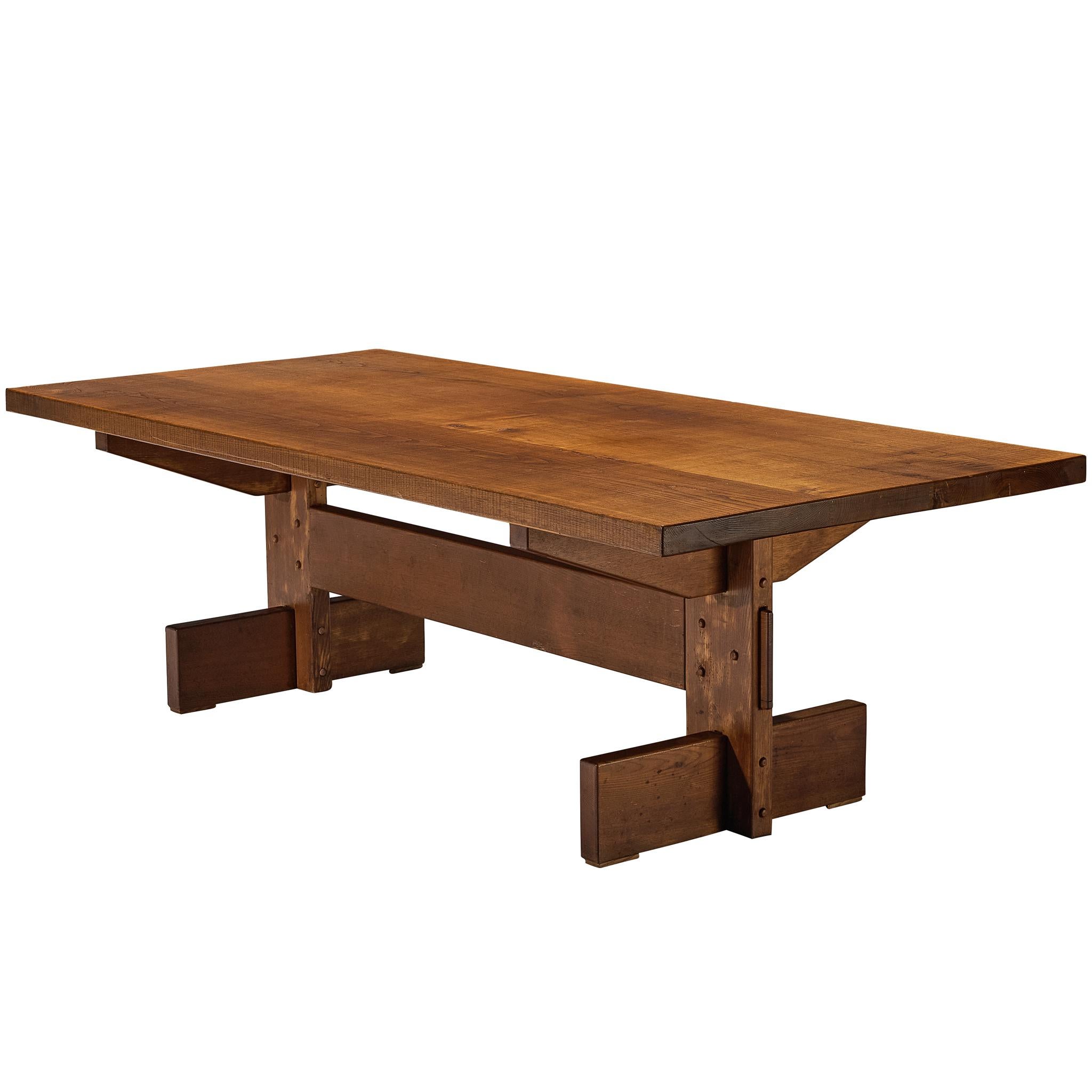 Giuseppe Rivadossi for Officina Rivadossi Trestle Dining Table in Chestnut