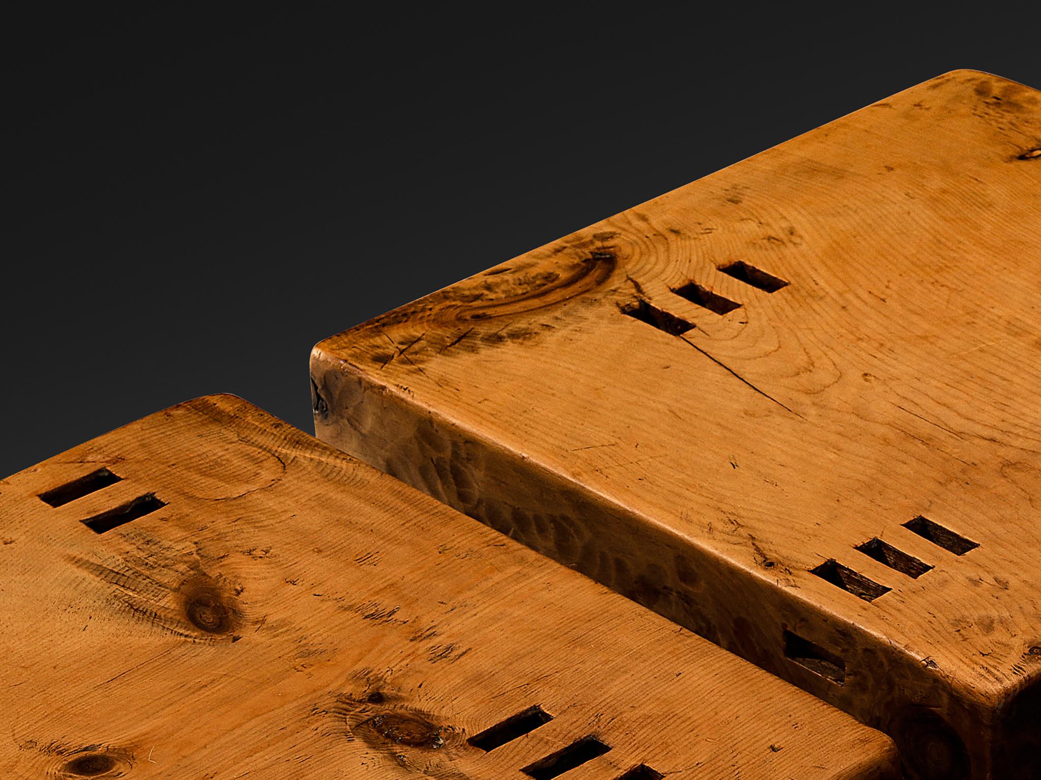 Mid-Century Modern Giuseppe Rivadossi for Officina Rivadossi Unique Side Table Cubes in Pine For Sale