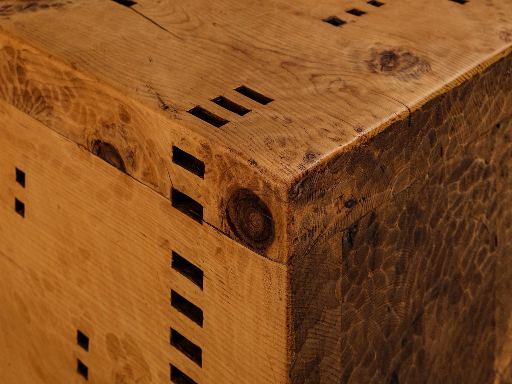 Late 20th Century Giuseppe Rivadossi for Officina Rivadossi Unique Side Table Cubes in Pine For Sale