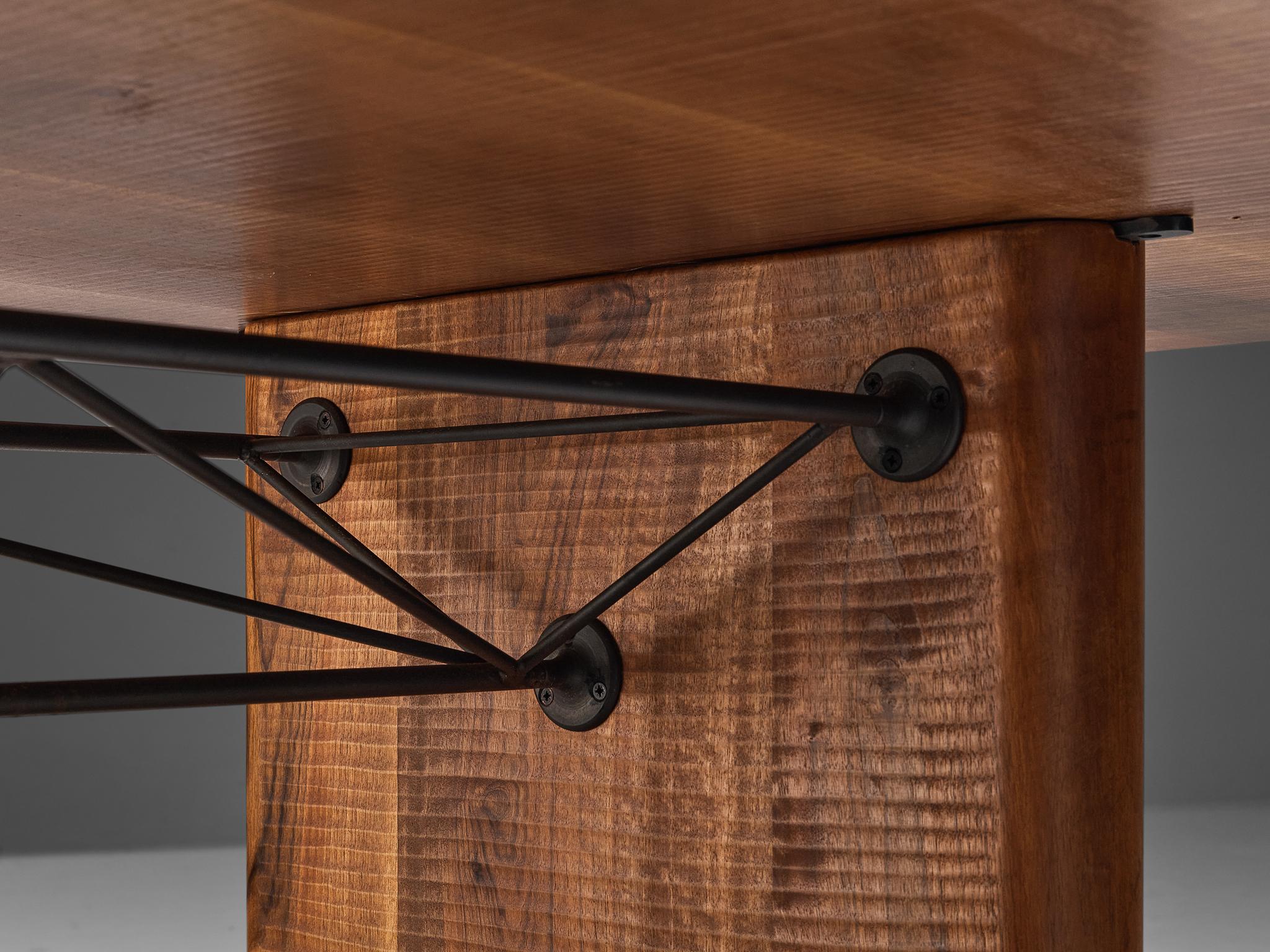 Giuseppe Rivadossi for Officina Rivadossi Table in Walnut and Iron For Sale 1
