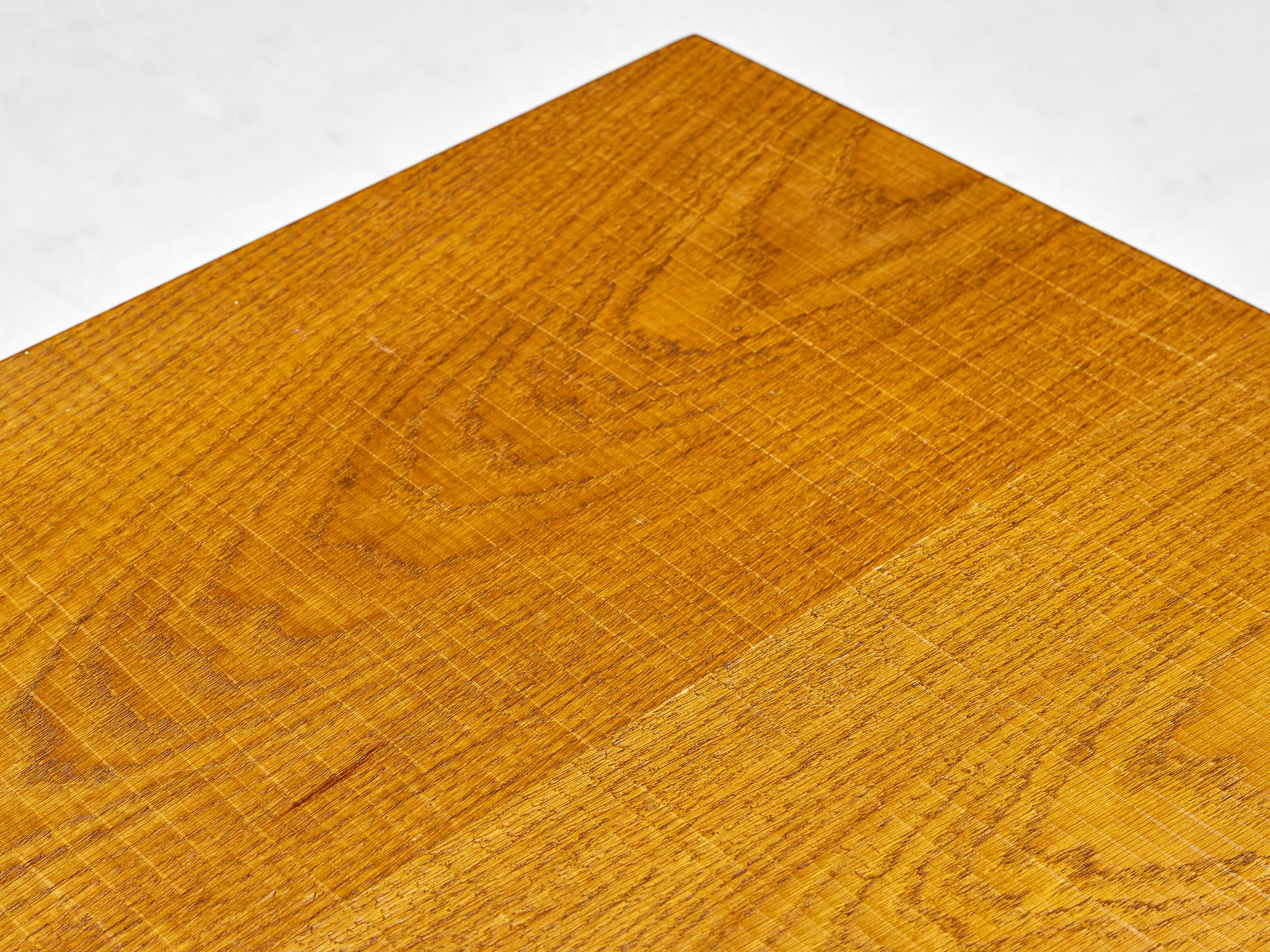 Italian Giuseppe Rivadossi Geometric Side Table in Oak For Sale