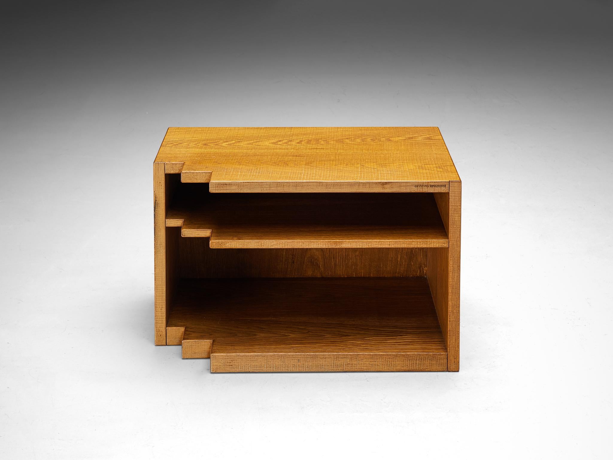 Giuseppe Rivadossi Geometric Side Table in Oak In Good Condition For Sale In Waalwijk, NL