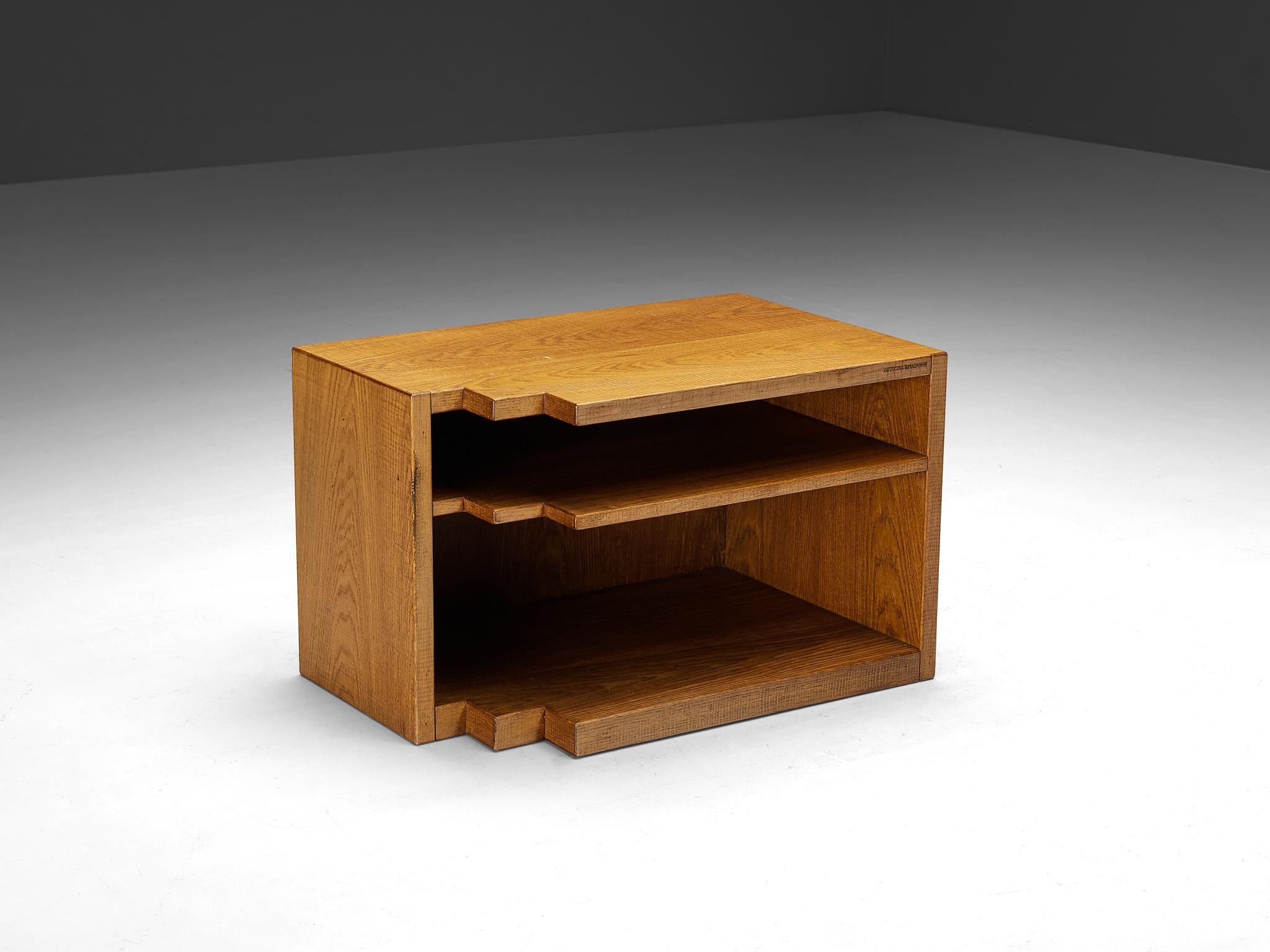 Giuseppe Rivadossi Geometric Side Table in Oak For Sale 1