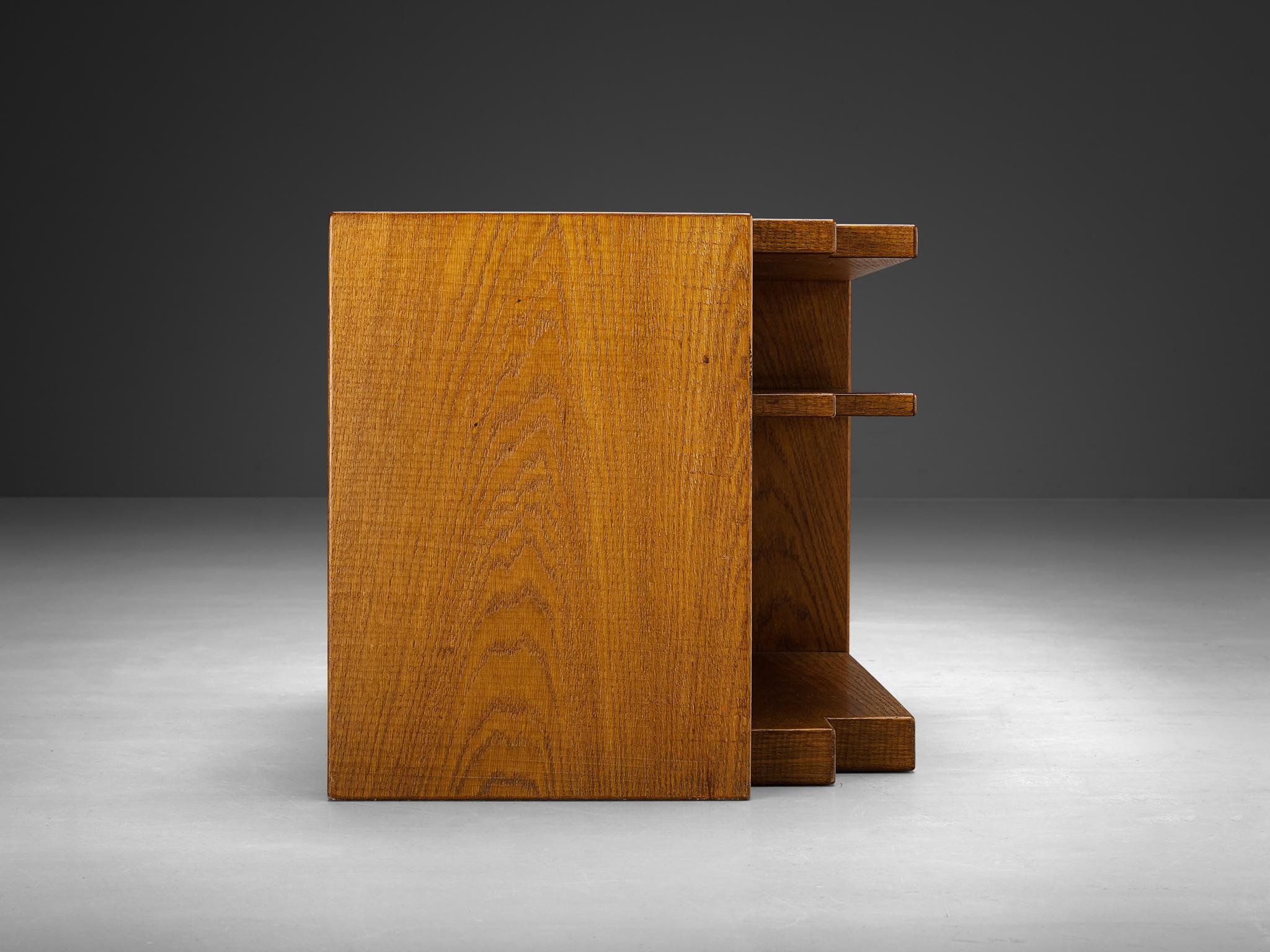 Giuseppe Rivadossi Geometric Side Table in Oak  For Sale 2