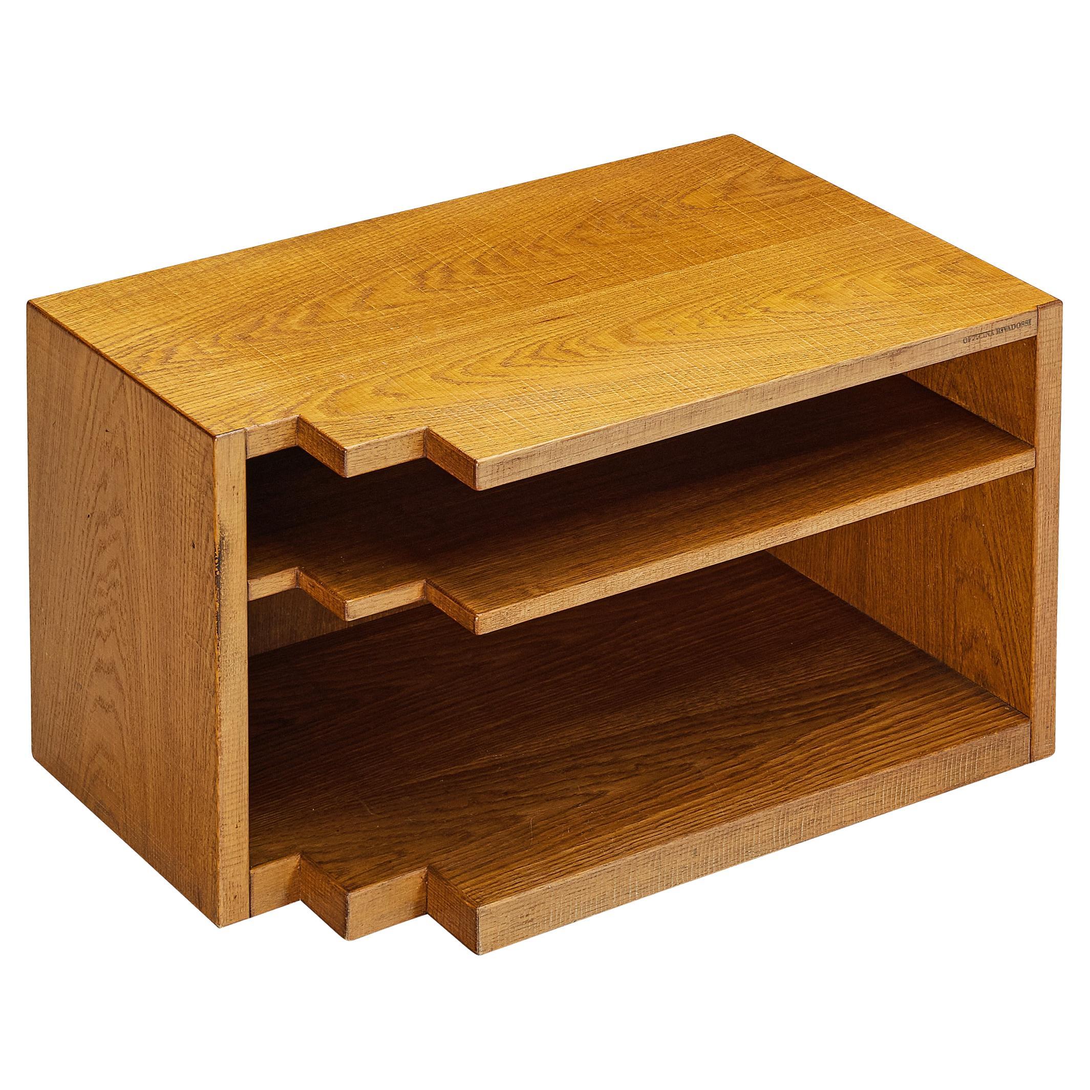 Giuseppe Rivadossi Geometric Side Table in Oak  For Sale