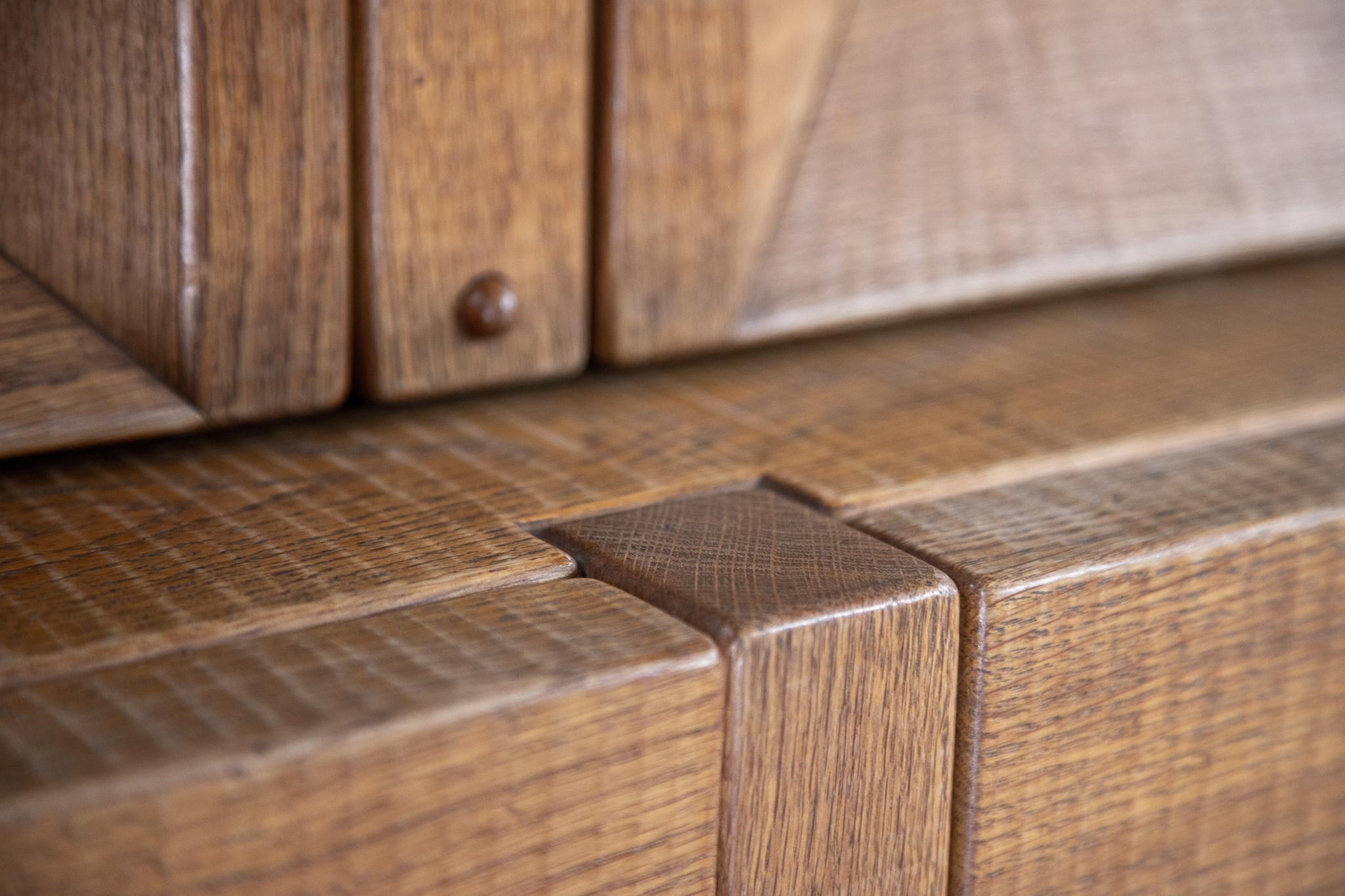 Glass Giuseppe Rivadossi Glazed Credenza in Oak, Italy, in the 1970s