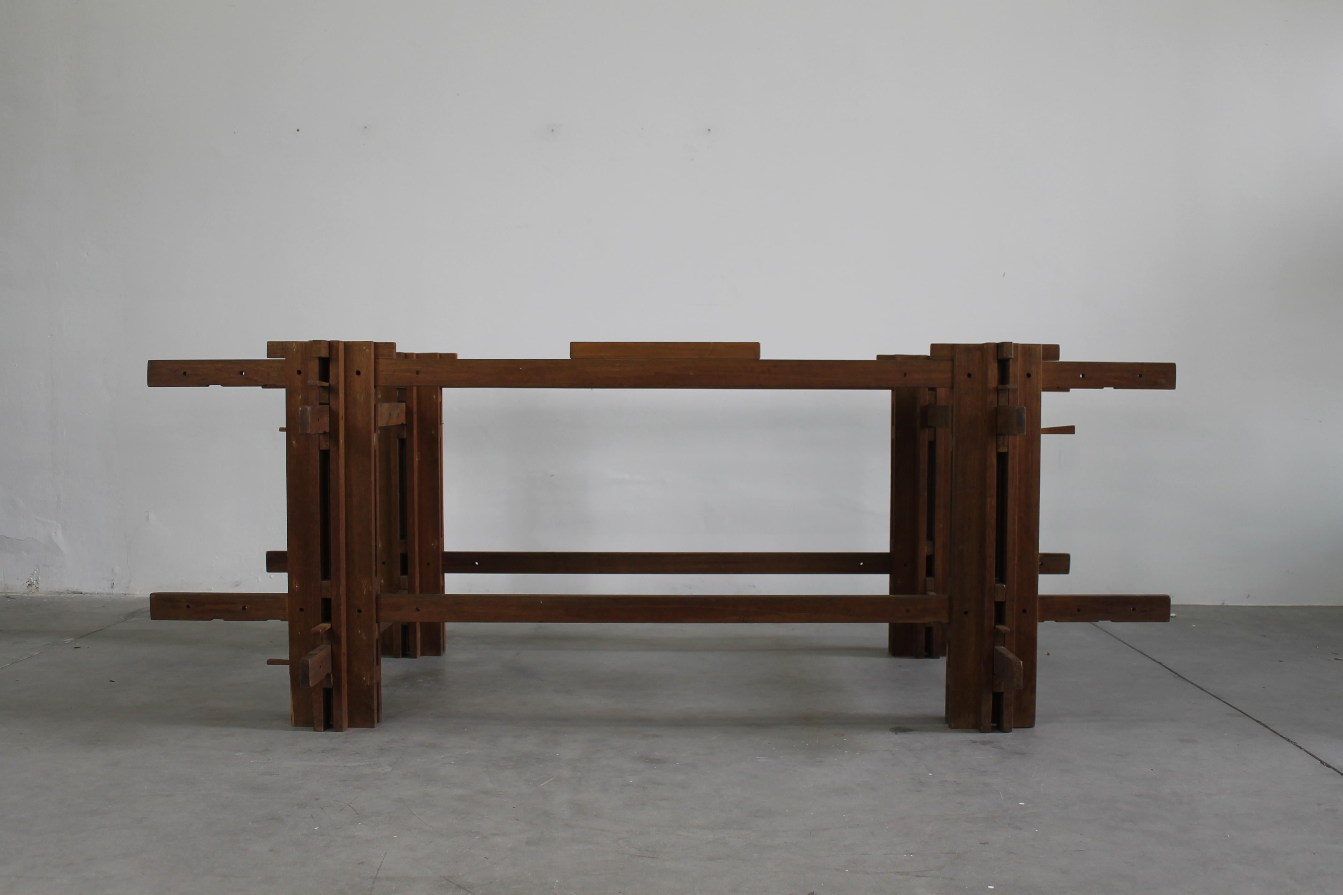 Giuseppe Rivadossi High Table in Oak Wood by Officina Rivadossi 1970s For Sale 1