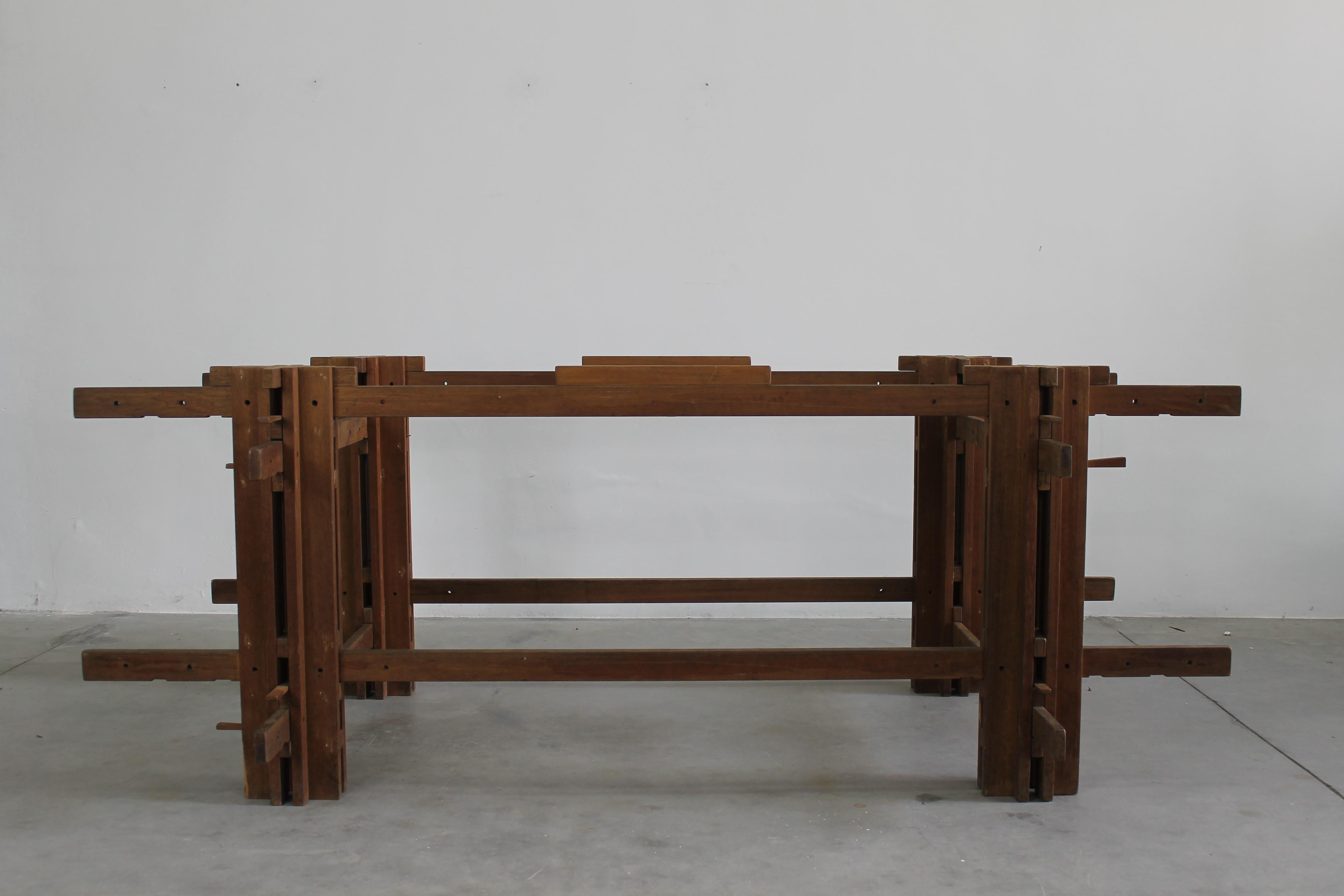 Giuseppe Rivadossi High Table in Oak Wood by Officina Rivadossi 1970s For Sale 2