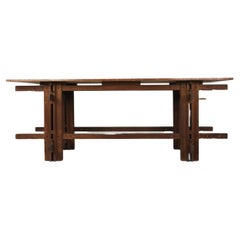 Used Giuseppe Rivadossi High Table in Oak Wood by Officina Rivadossi 1970s