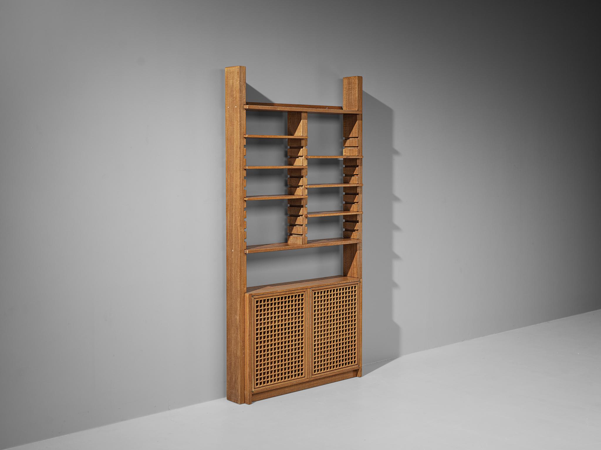 Late 20th Century Giuseppe Rivadossi Highboard in Oak For Sale