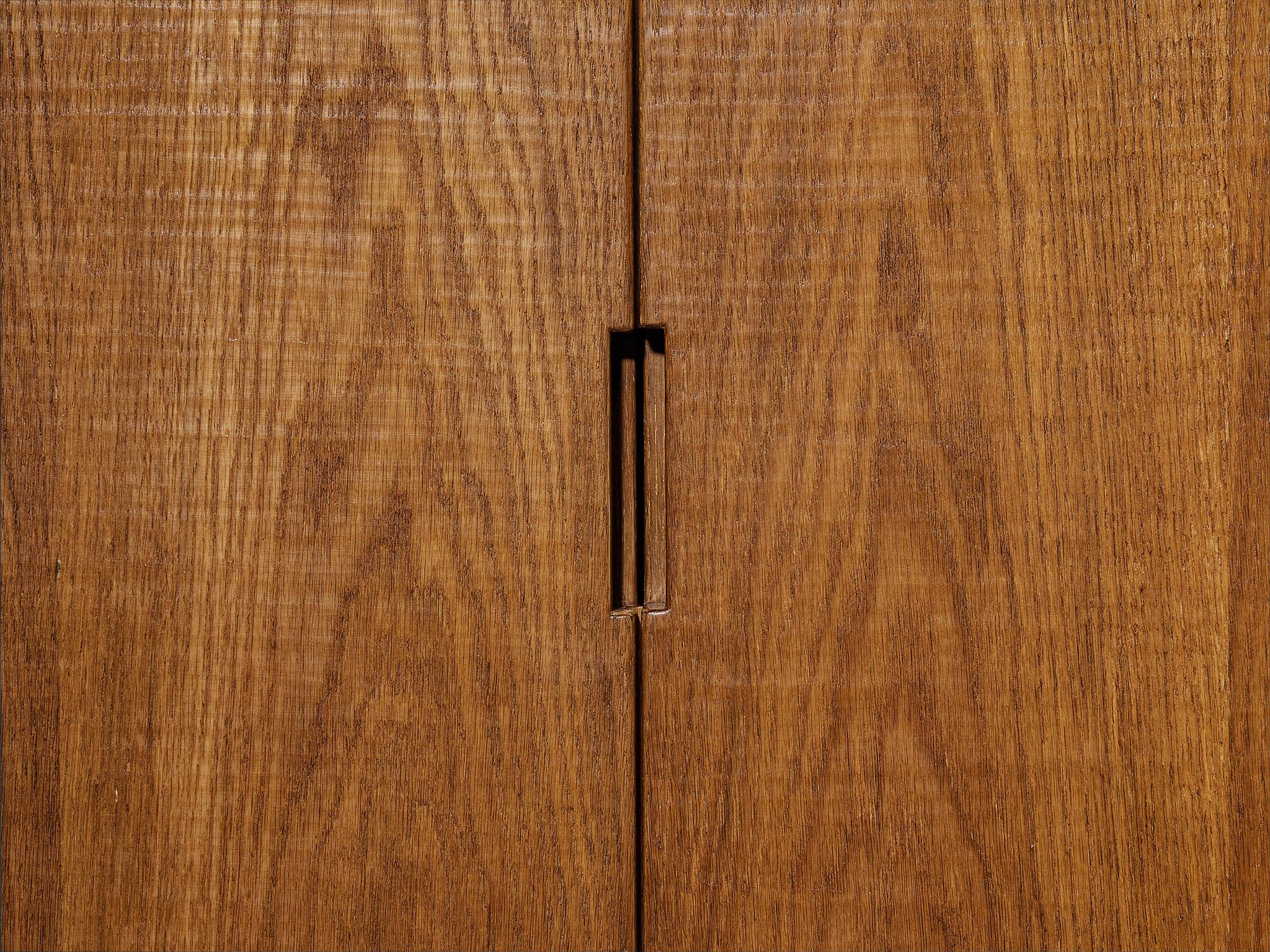 Giuseppe Rivadossi Highboard in Oak with Recessed Geometric Carvings For Sale 3