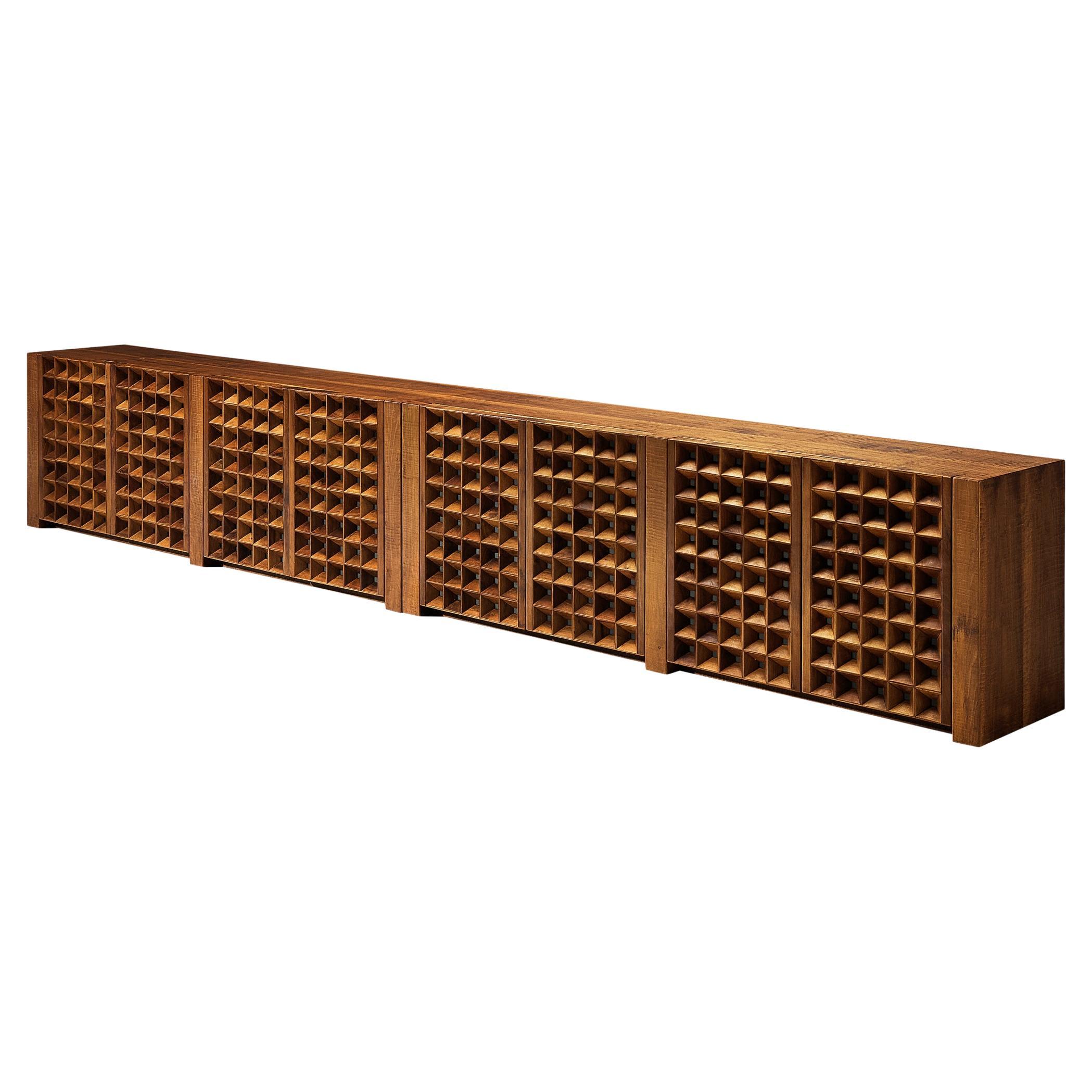 Giuseppe Rivadossi Large Sideboard in Walnut and Glass