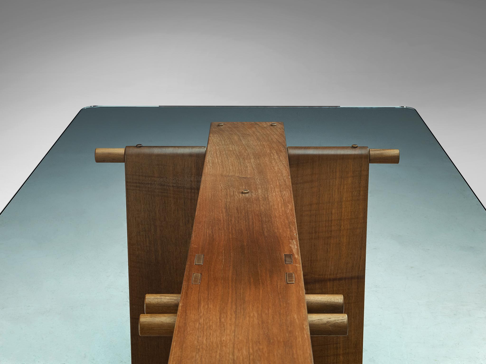 Giuseppe Rivadossi 'Lombardo' Dining Table in Walnut and Glass 6