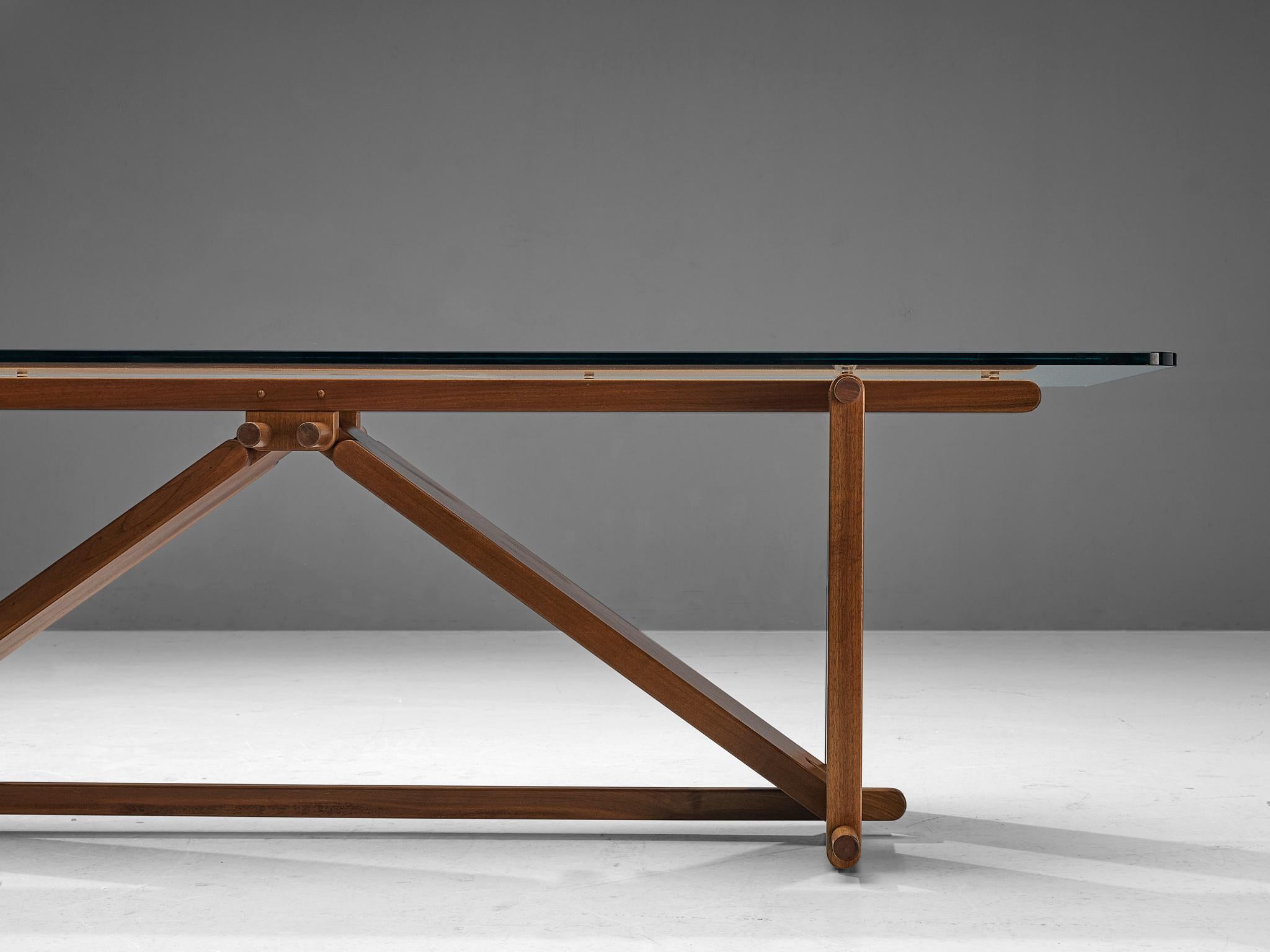 Giuseppe Rivadossi 'Lombardo' Dining Table in Walnut and Glass 2