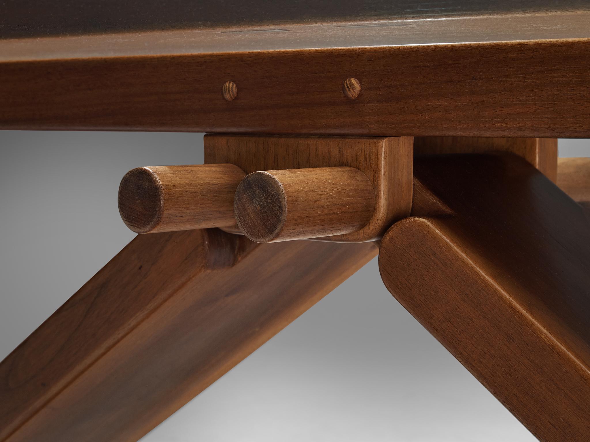 Giuseppe Rivadossi 'Lombardo' Dining Table in Walnut and Glass 3
