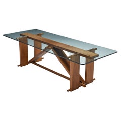 Giuseppe Rivadossi 'Lombardo' Dining Table in Walnut and Glass