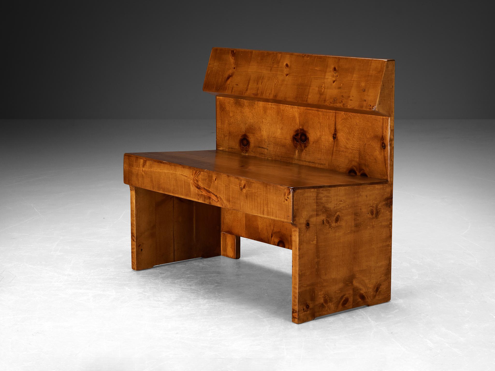 Giuseppe Rivadossi bench, pine, wood, Italy, 1970s

In the world of great design, this bench made by Giuseppe Rivadossi emerges as an exemplar of bespoke craftsmanship, crafted for a private client and made by Rivadossi in Italy in the 1970s.

This