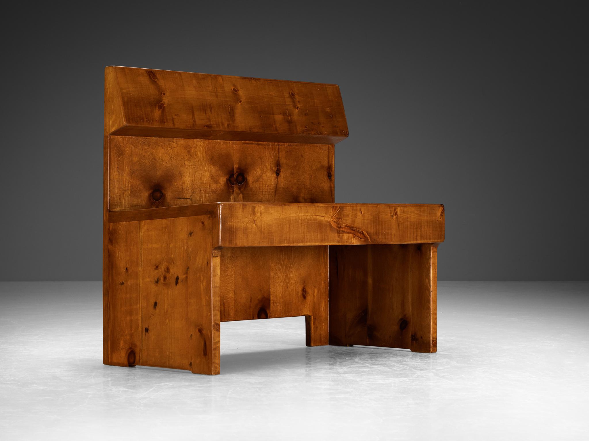 Giuseppe Rivadossi Monumental Bench in Pine For Sale 1