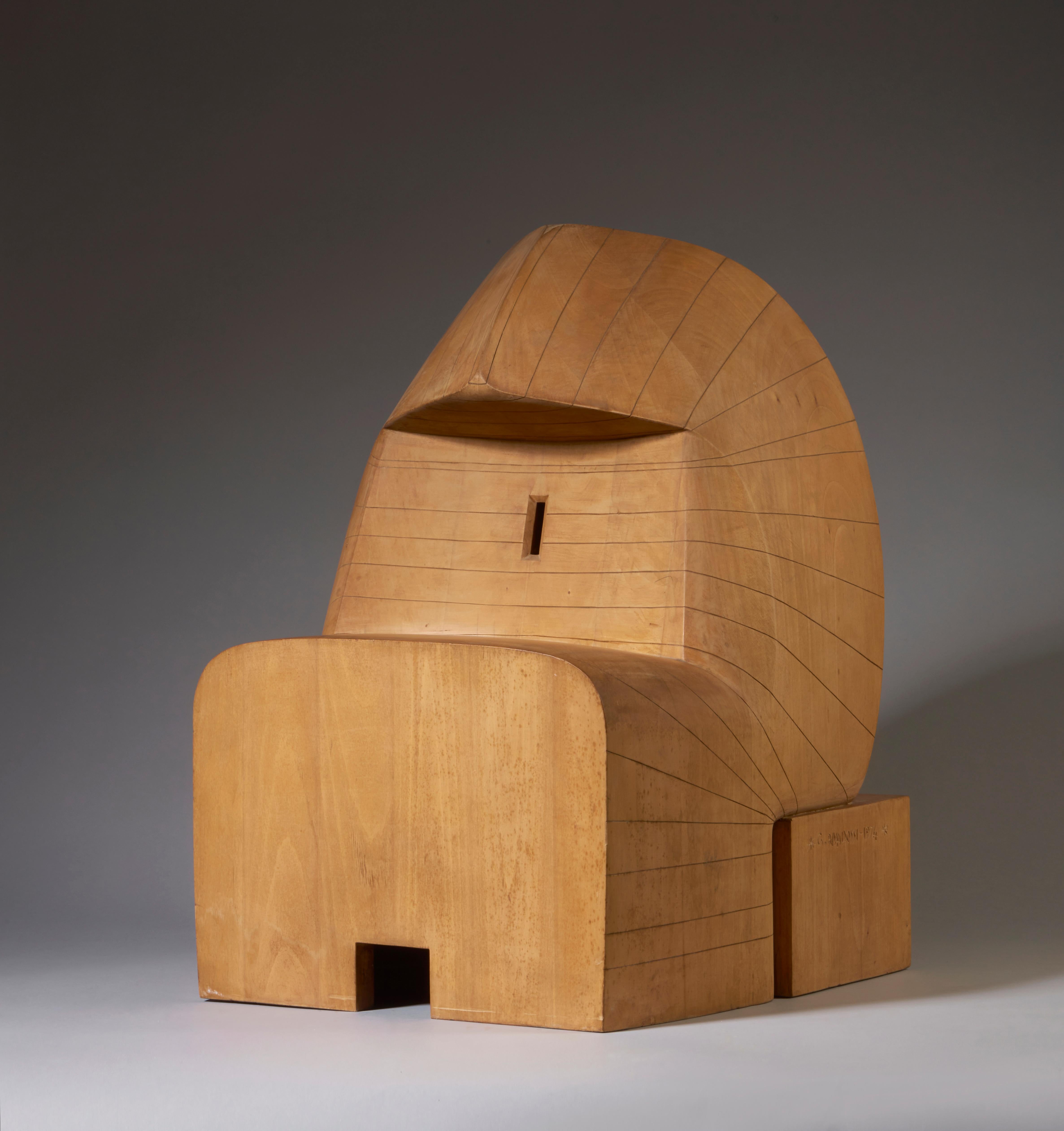 Hand-Carved Giuseppe Rivadossi (Nave, July 8, 1935)  Shed, 1974 Wood sculpture For Sale
