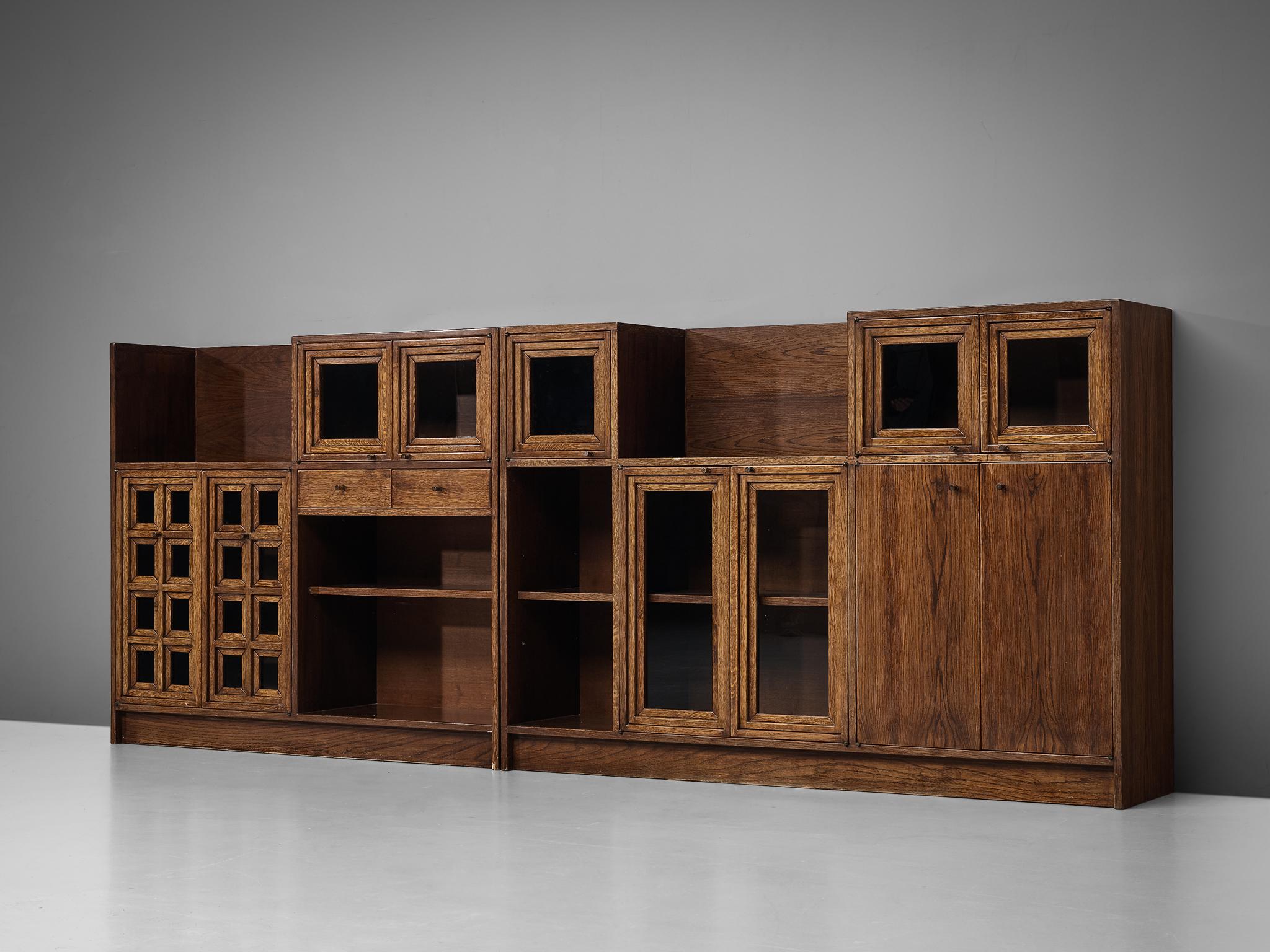Mid-Century Modern Giuseppe Rivadossi Pair of Cabinets in Oak For Sale