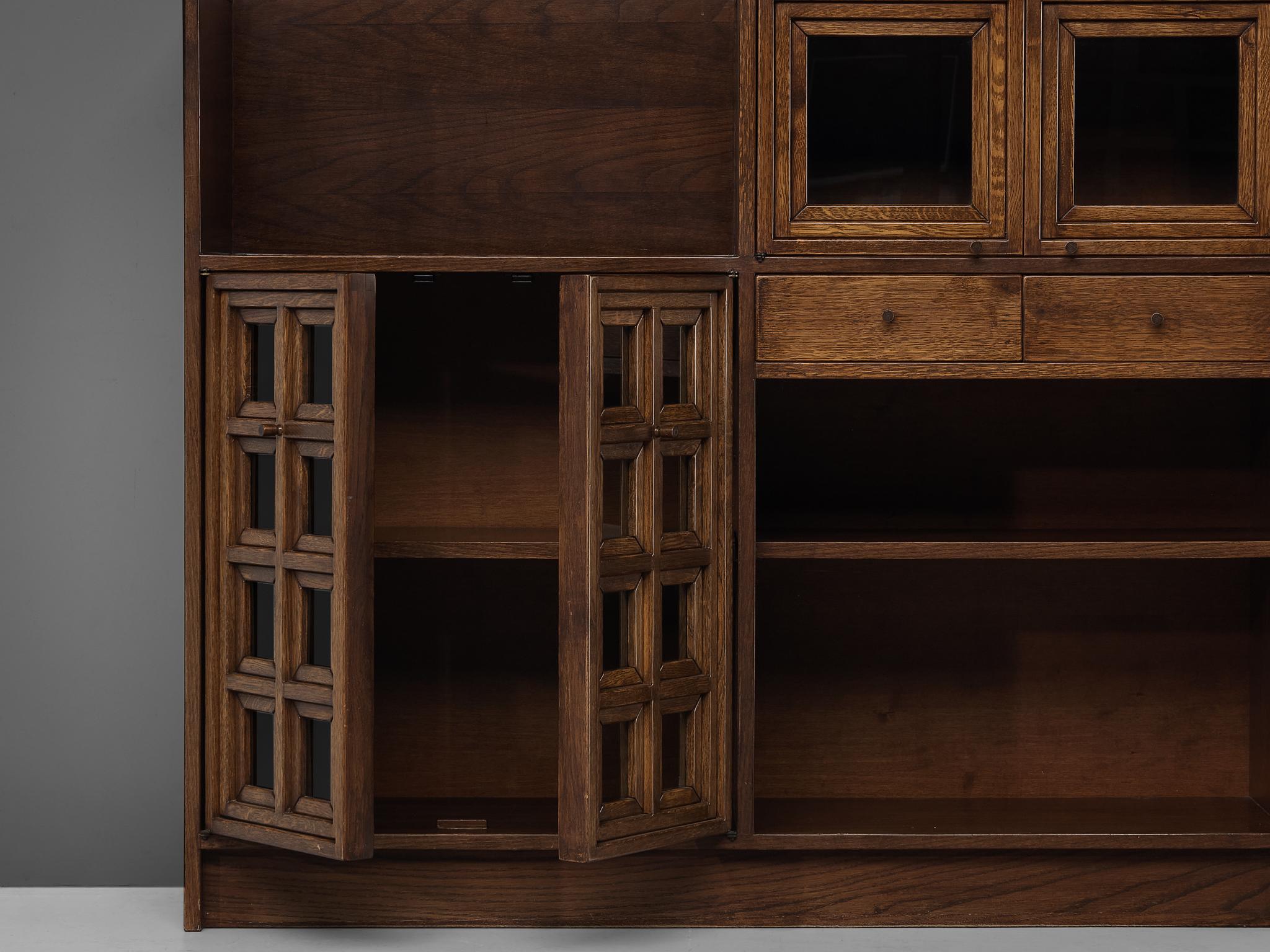 Glass Giuseppe Rivadossi Pair of Cabinets in Oak For Sale